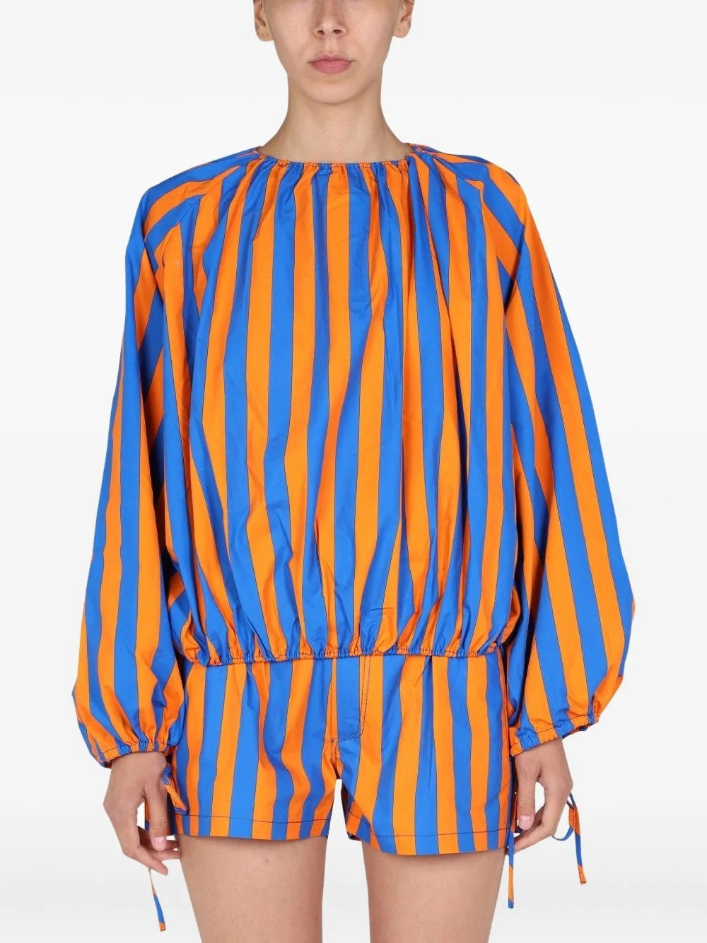 striped gathered top - 1