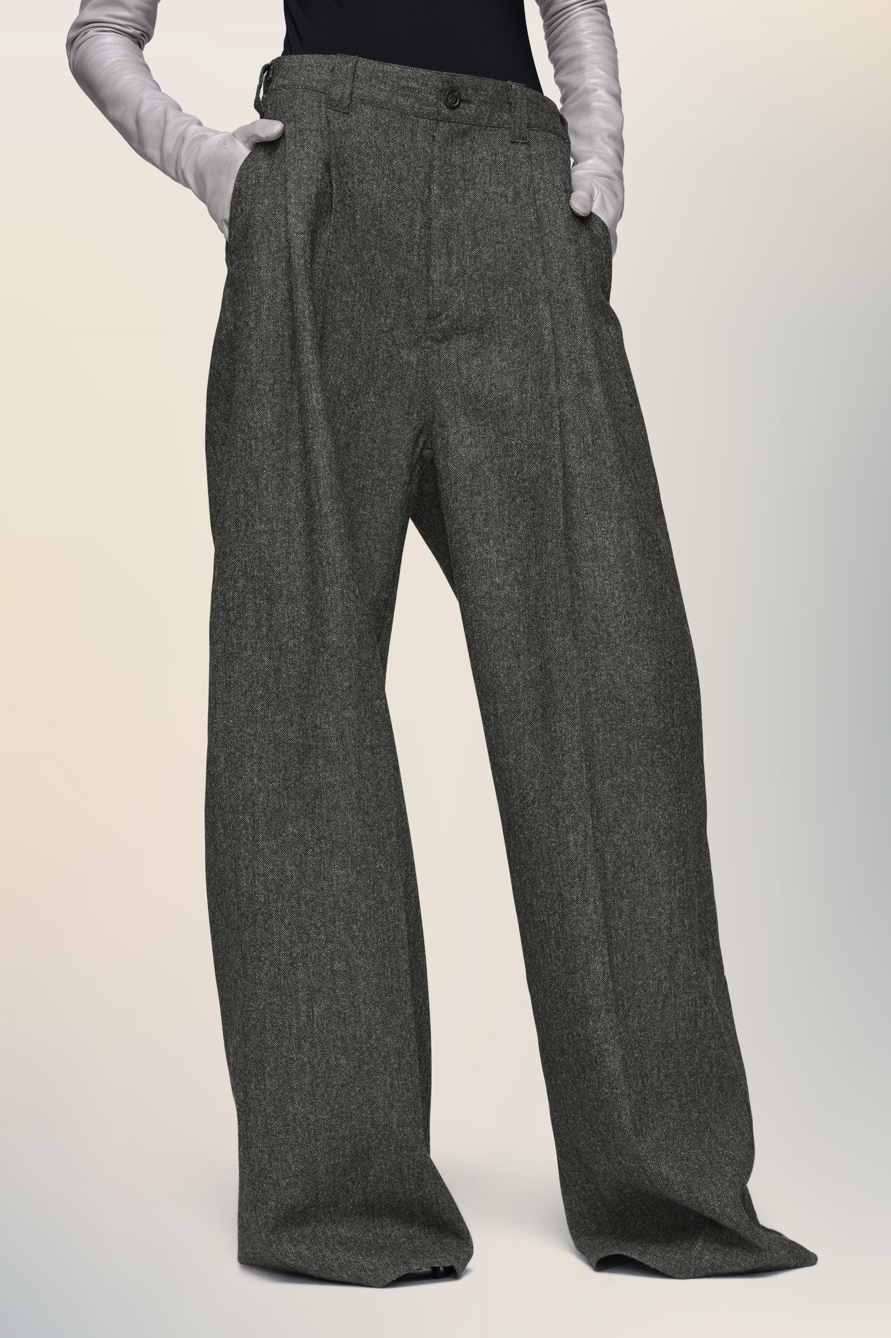 Wide-leg wool trousers - 3