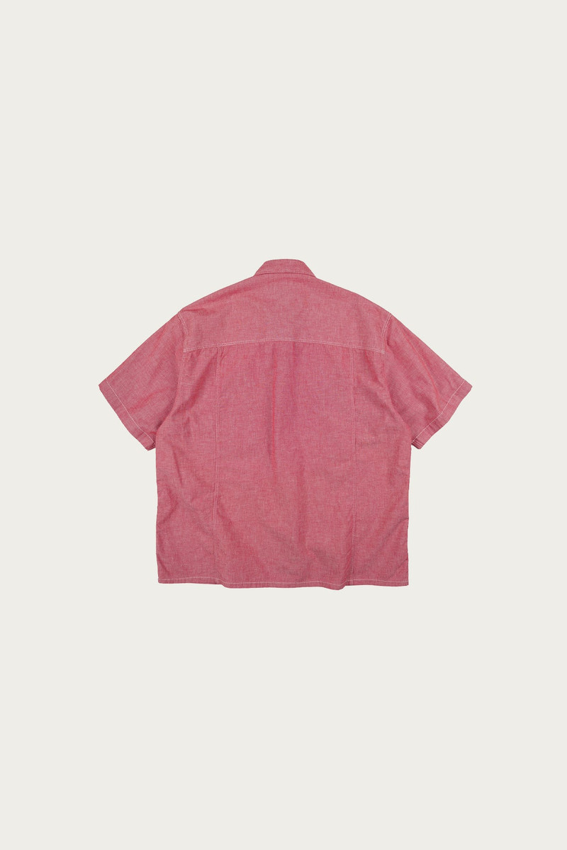 FrizmWORKS Chambray Big Pocket Half Shirt - Red outlook