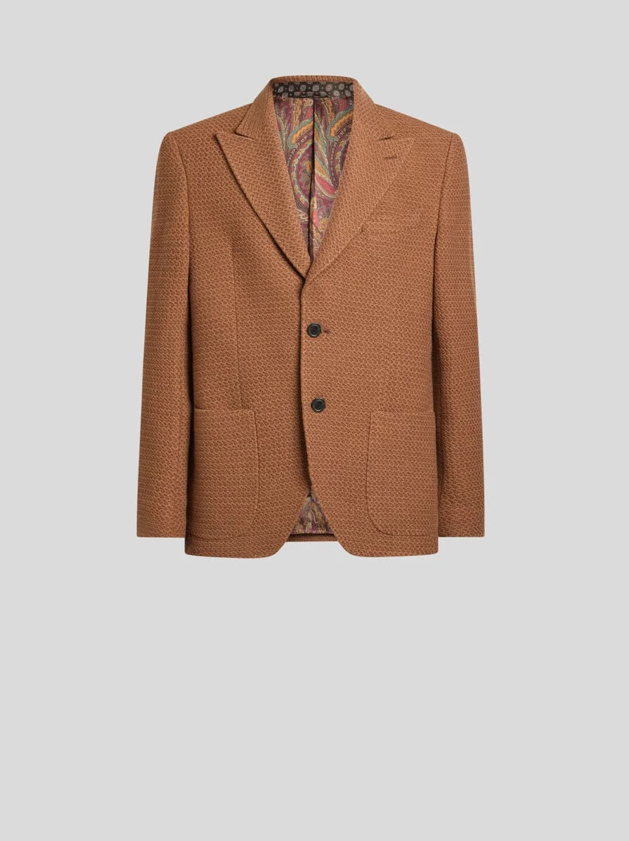 SINGLE-BREASTED KNIT CASHMERE AND WOOL JACKET - 1