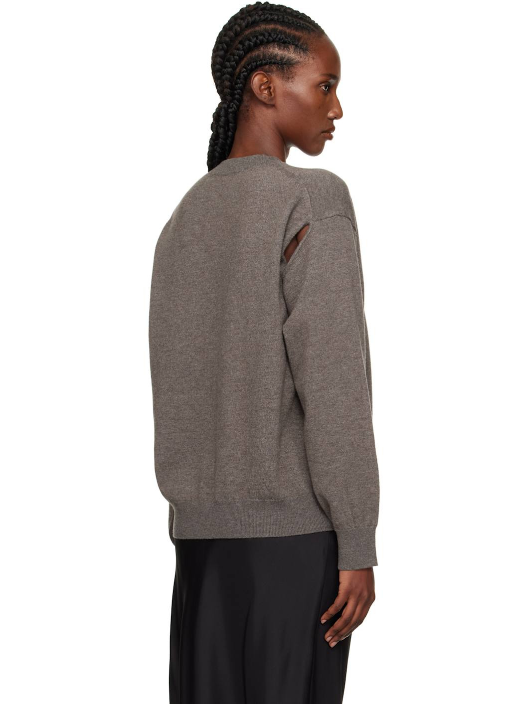 Purple Crew-Neck Open Armhole Sweater - 3