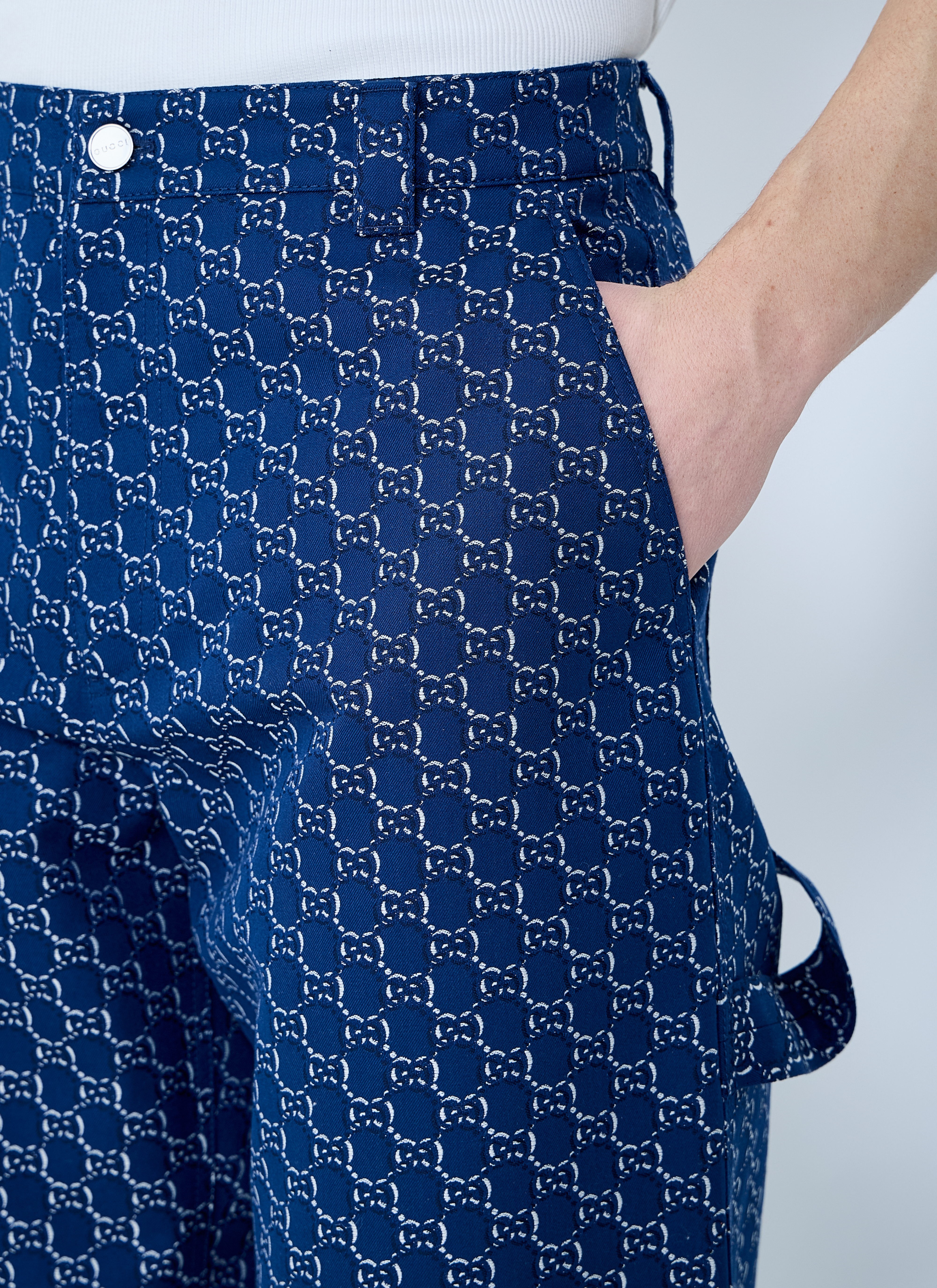 Cotton Jacquard Pants With GG Shadow - 5