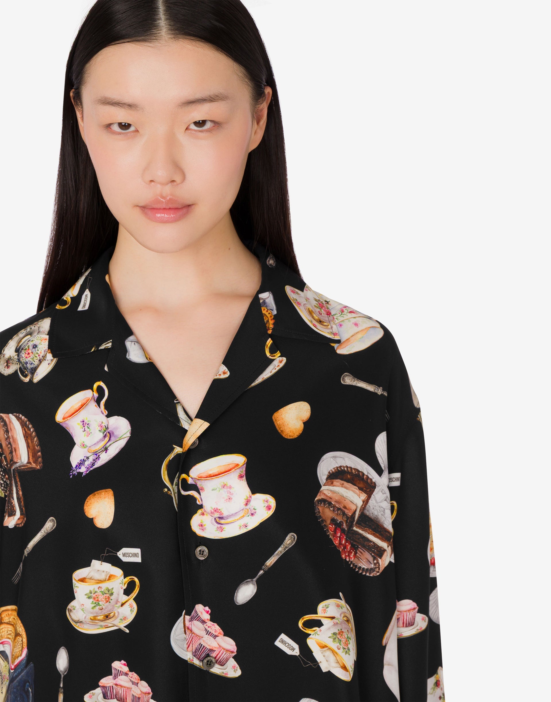 PRINTED SILK SATIN SHIRT - 4