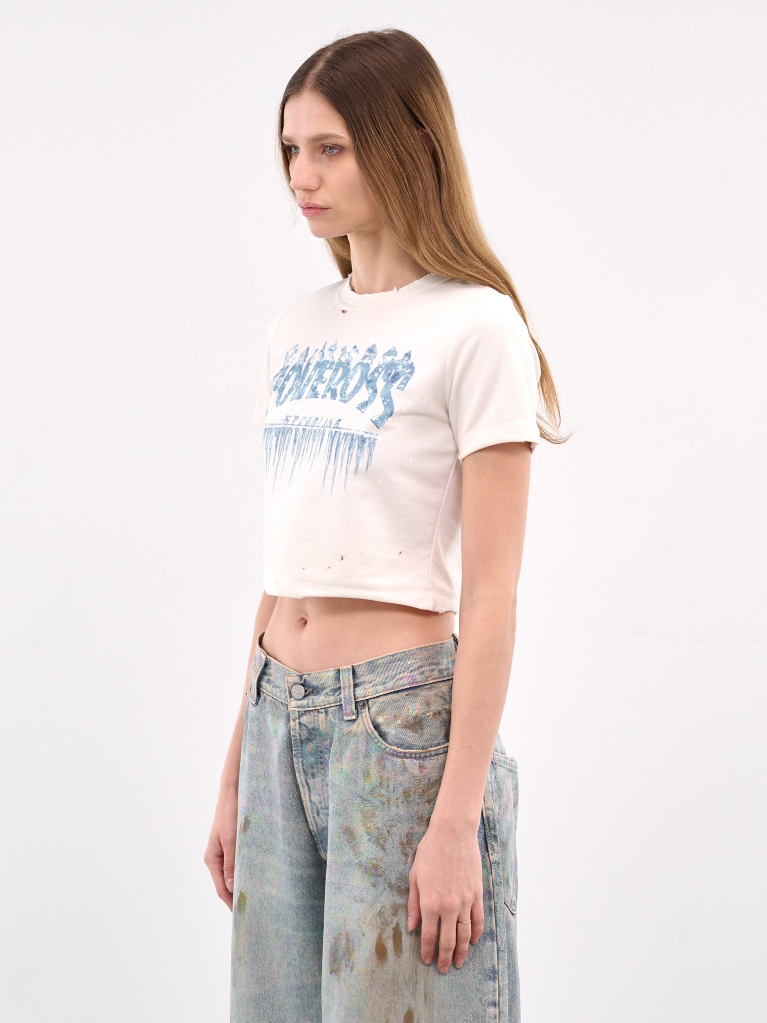 Distressed Graphic Crop Tee - 2