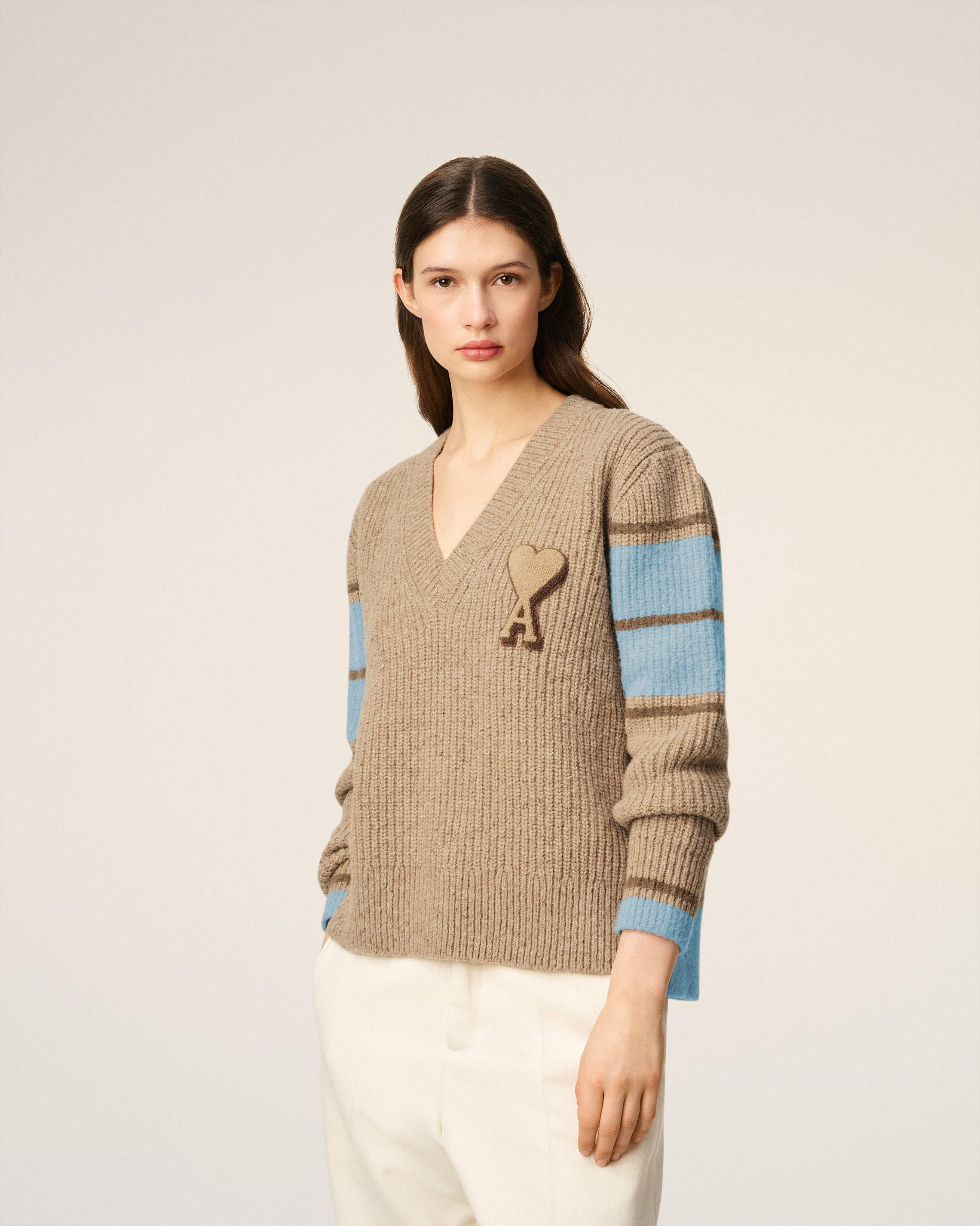 BROWN WOOL COLLEGE SWEATER - 3