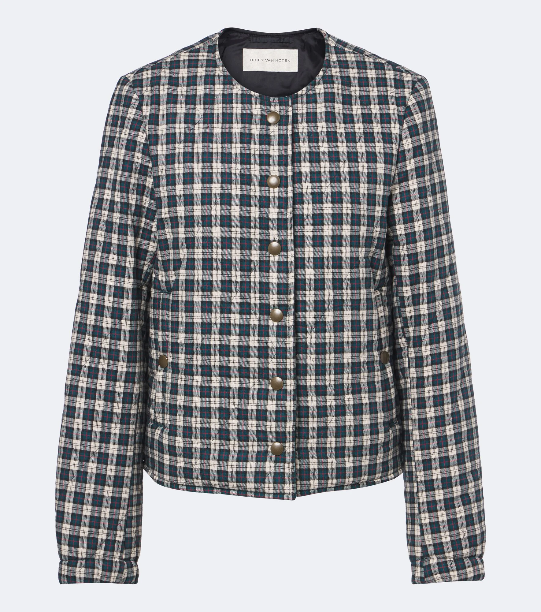 Checked quilted cotton-blend jacket - 1