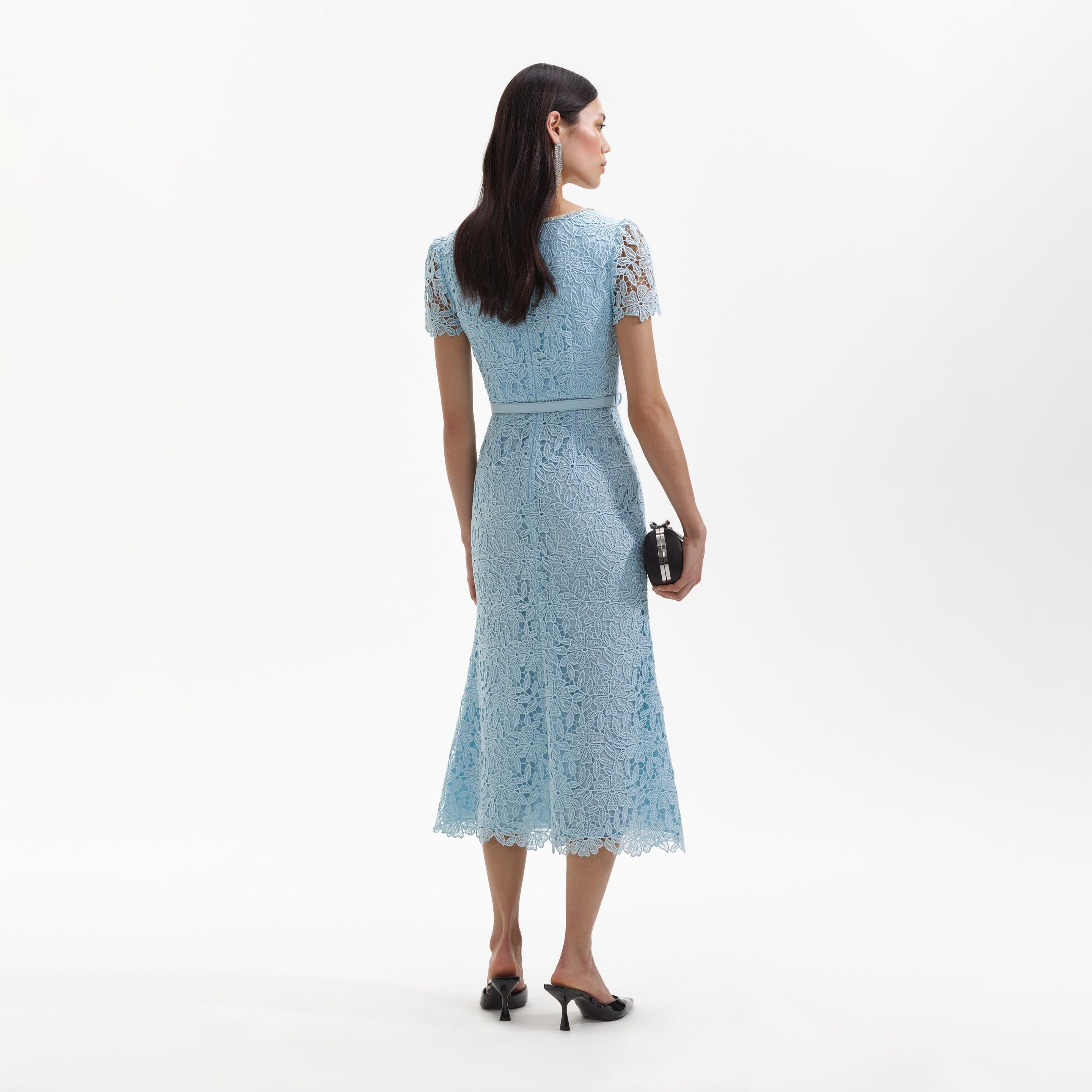 ♦SELF PORTRAIT♦ディアマンテミディドレス self-portrait Blue Lace Diamante Midi Dress | REVERSIBLE