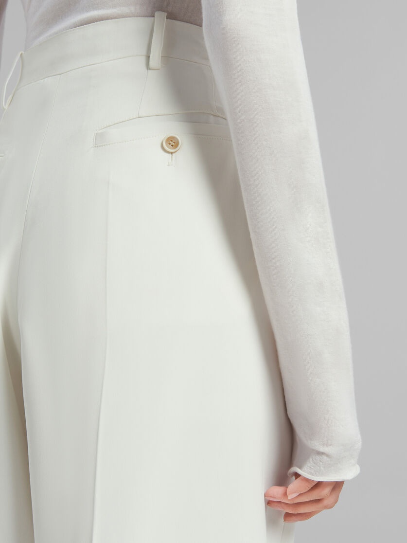 WHITE CADY TAILORED TROUSERS - 4