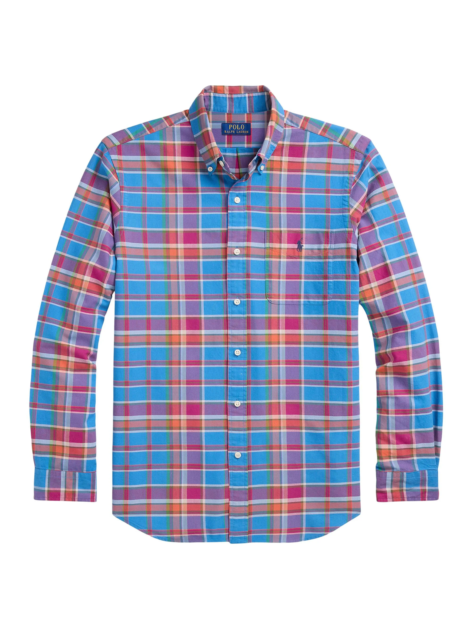 Men's Classic-Fit Plaid Button-Down Oxford Shirt - Blue Berry Multi - 1
