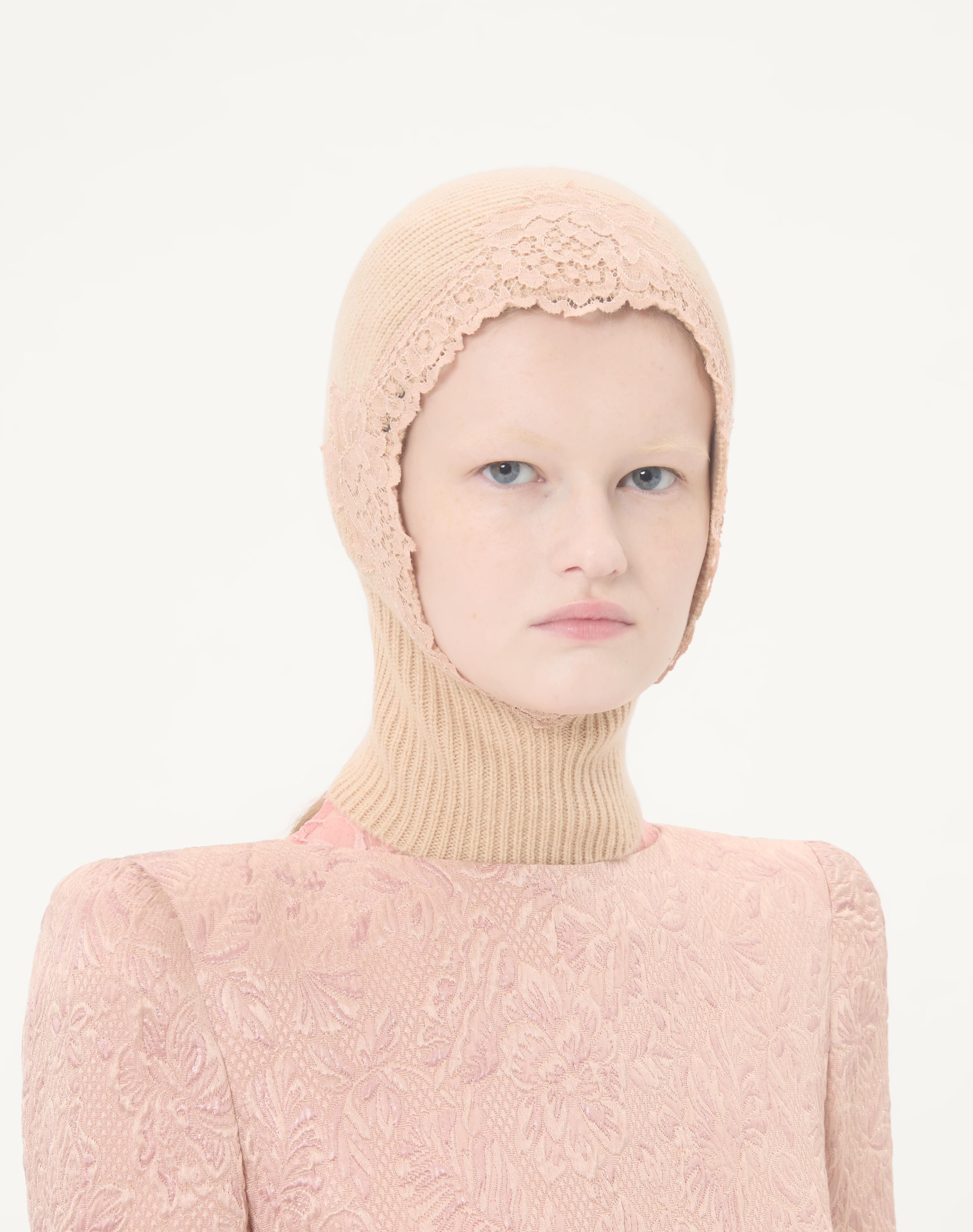 VLOGO SIGNATURE CASHMERE AND LACE HOOD - 2