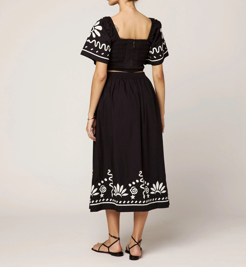 ASHLEEN MIDI SKIRT | BLACK/IVORY 3