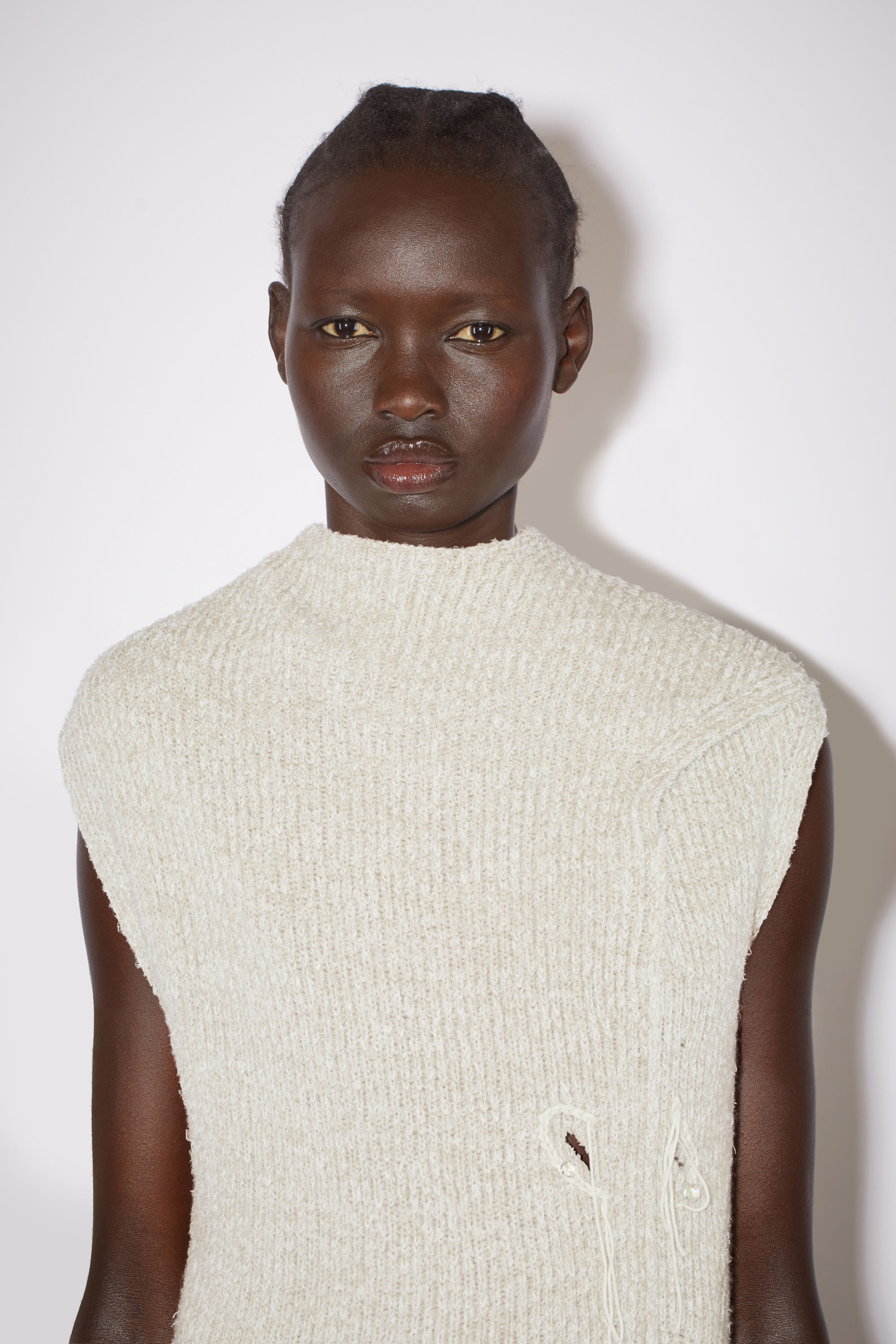 Distressed ribbed knit dress - Ecru/white - 6