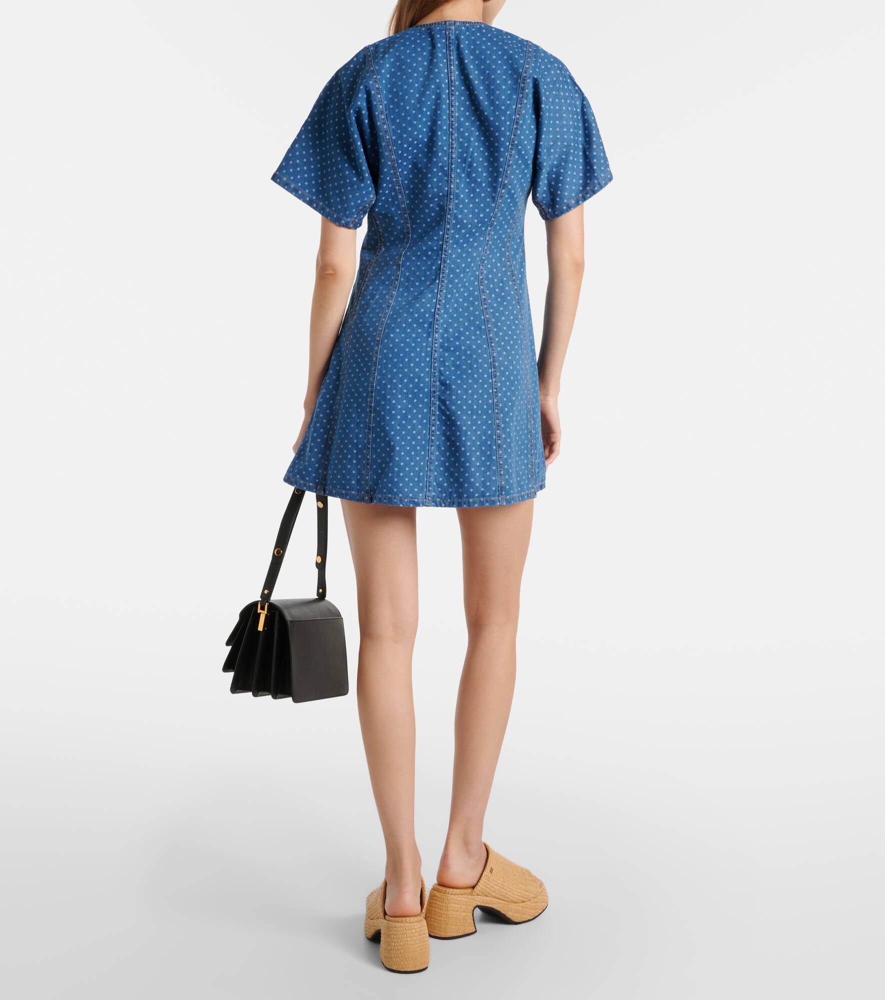 Polka-dot denim minidress - 3