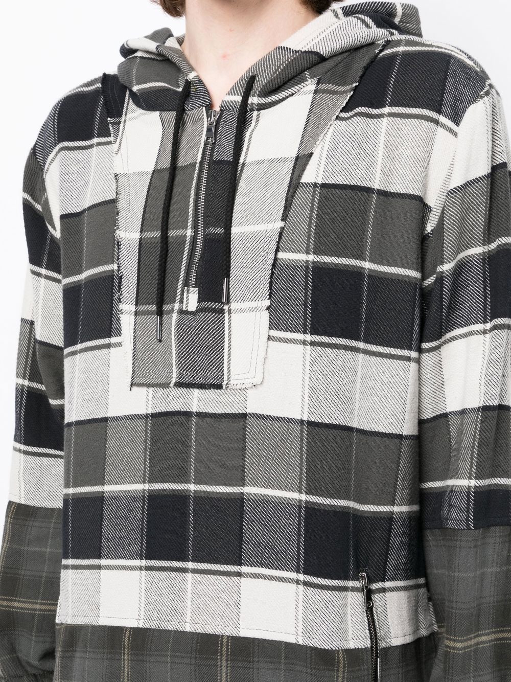check-print long-sleeve hoodie - 5