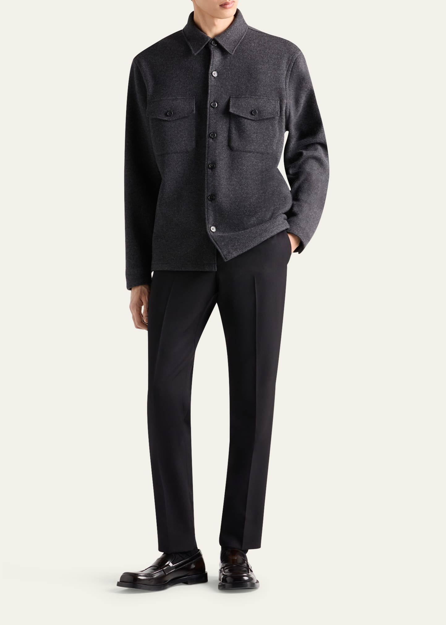 Men's Gabardine Tapered Flat-Front Pants - 2