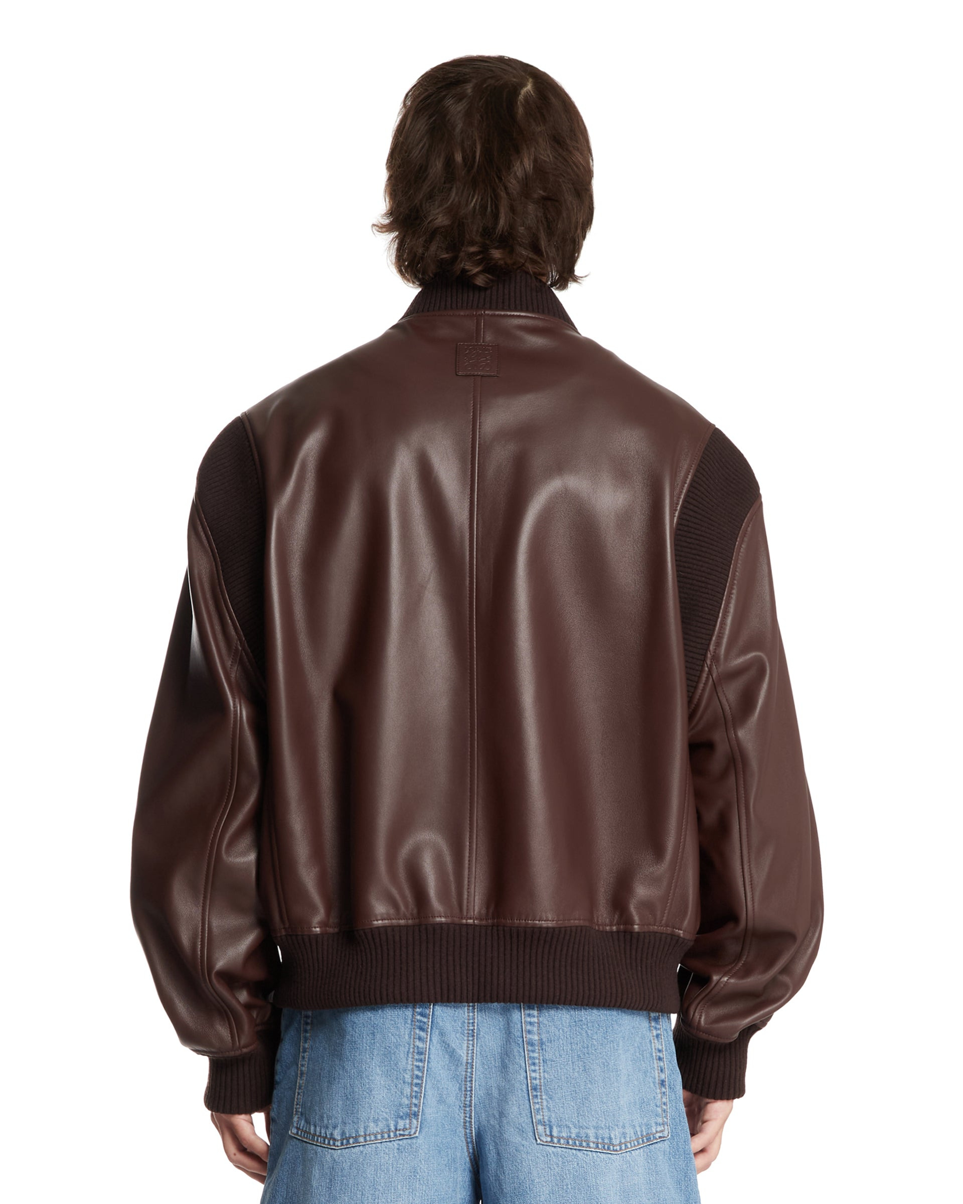Brown Leather Bomber Jacket - 3