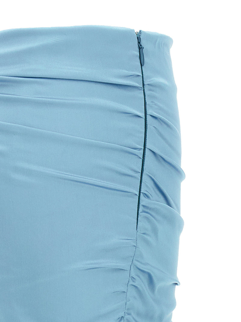 Alessandra Rich Draped Silk Skirt — Blue 4