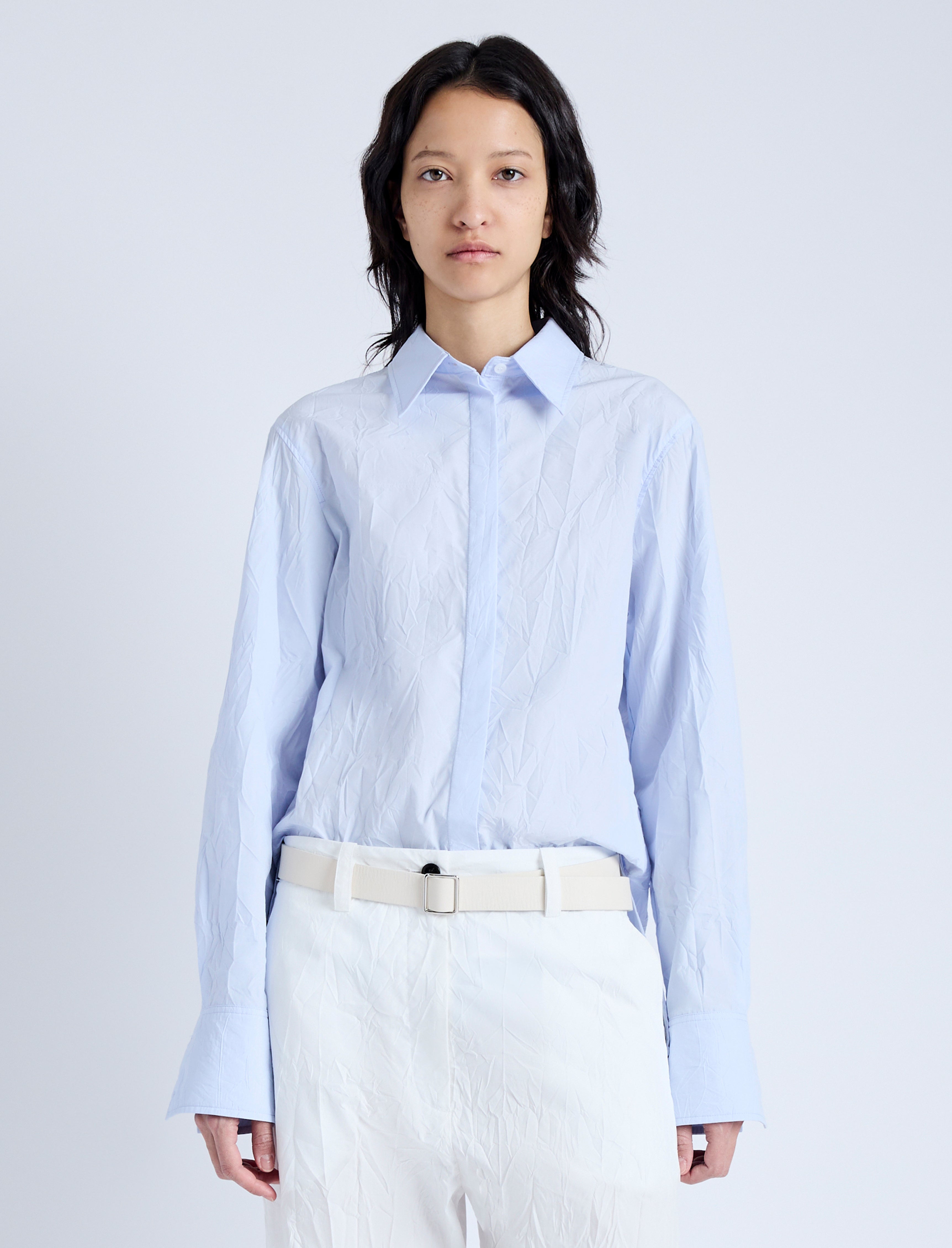 Allen Shirt in Crinkled Cotton Gabardine - 2