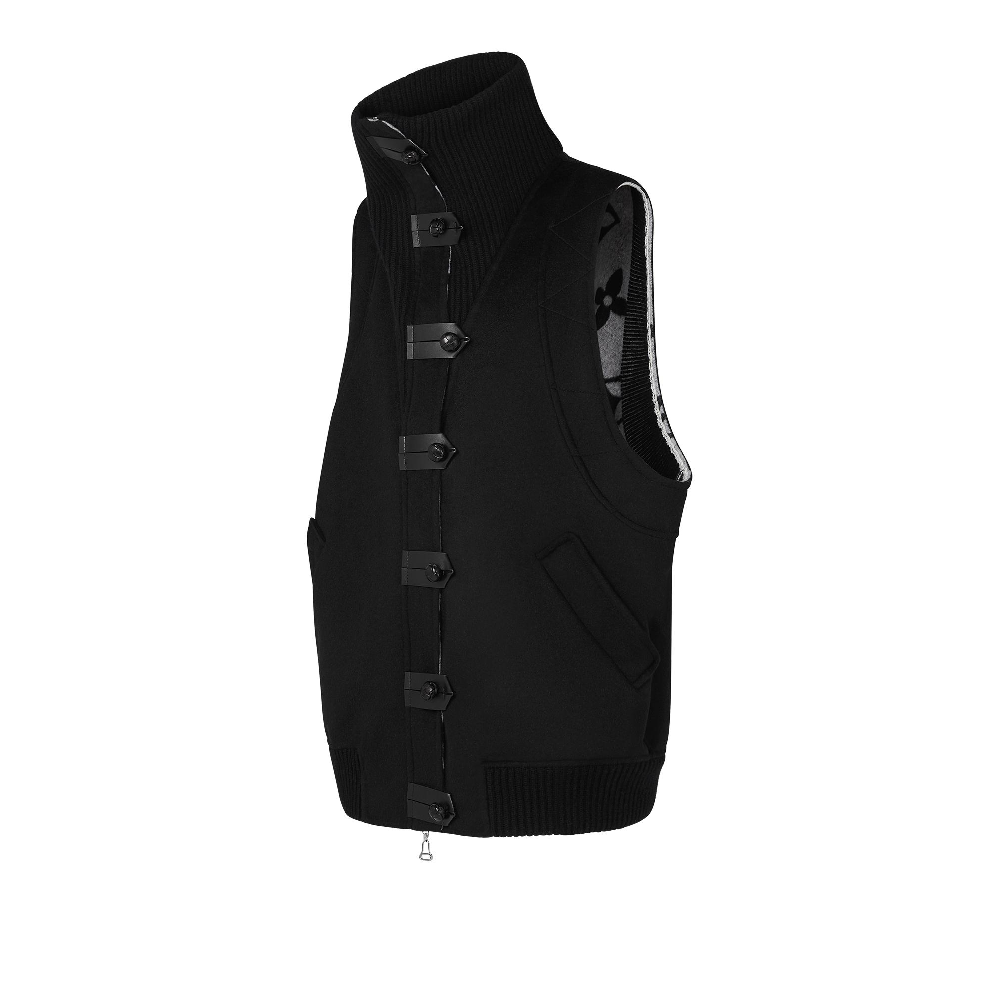 High Neck Sleeveless Double Face Jacket - 2