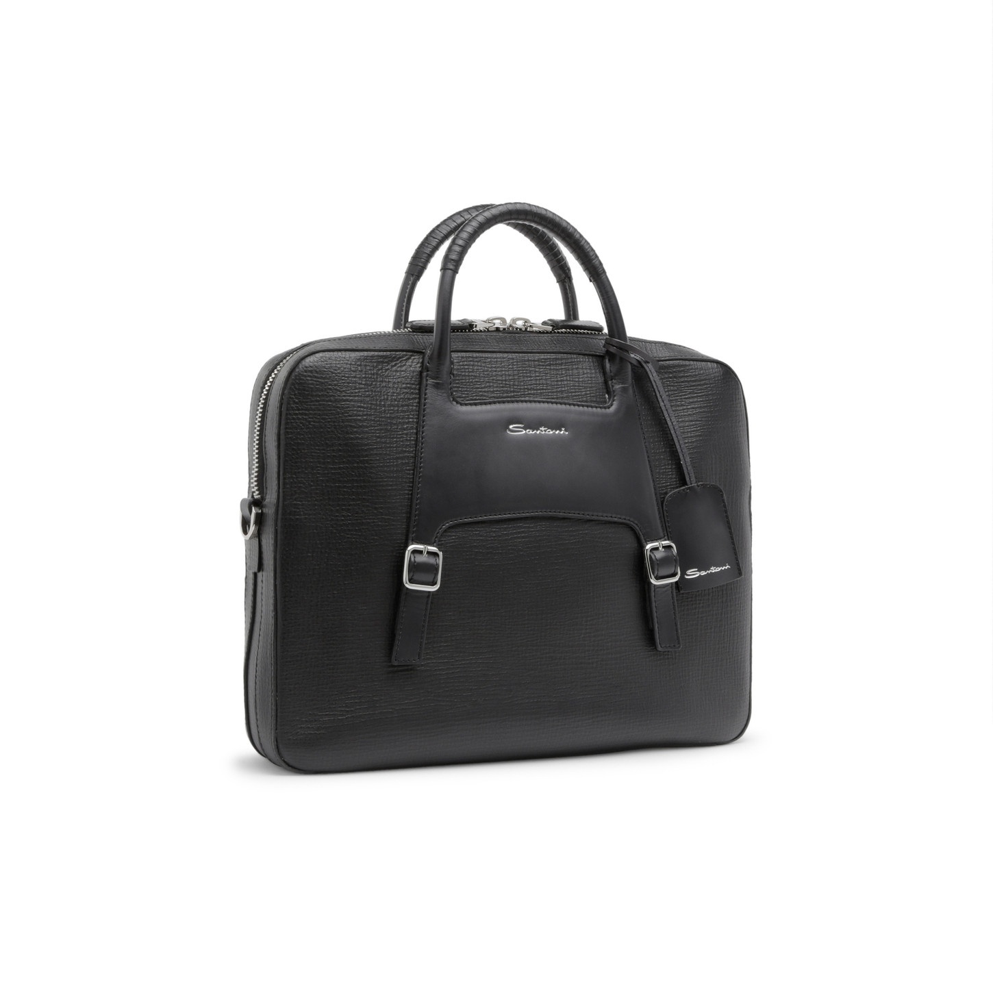 Black embossed leather briefcase - 5