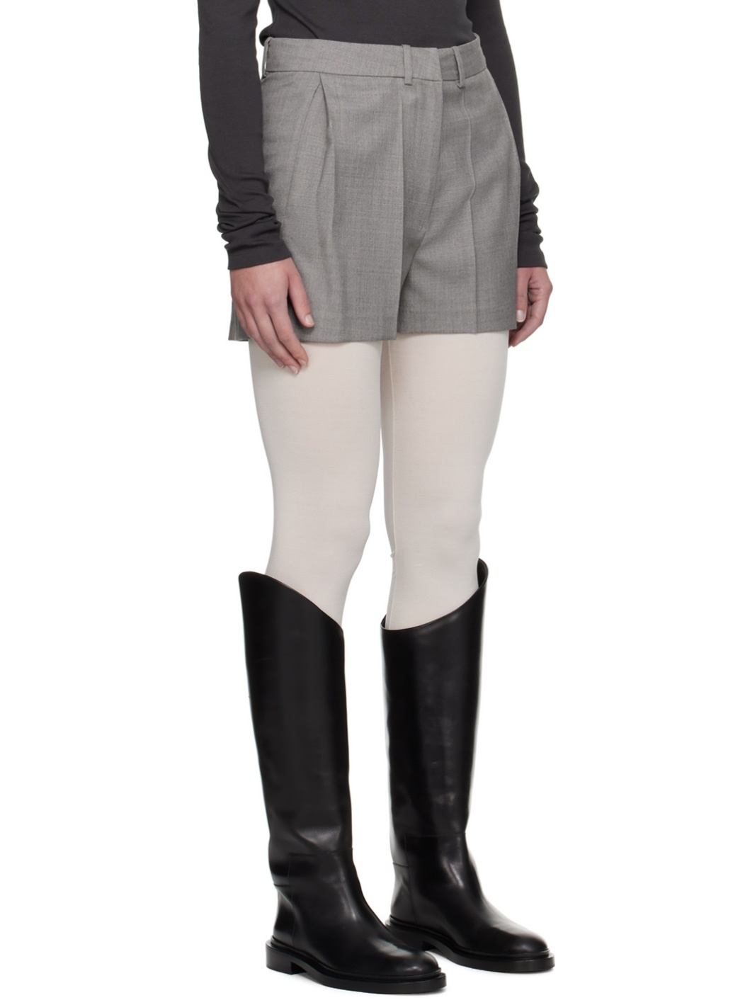 Gray Twill Shorts - 2