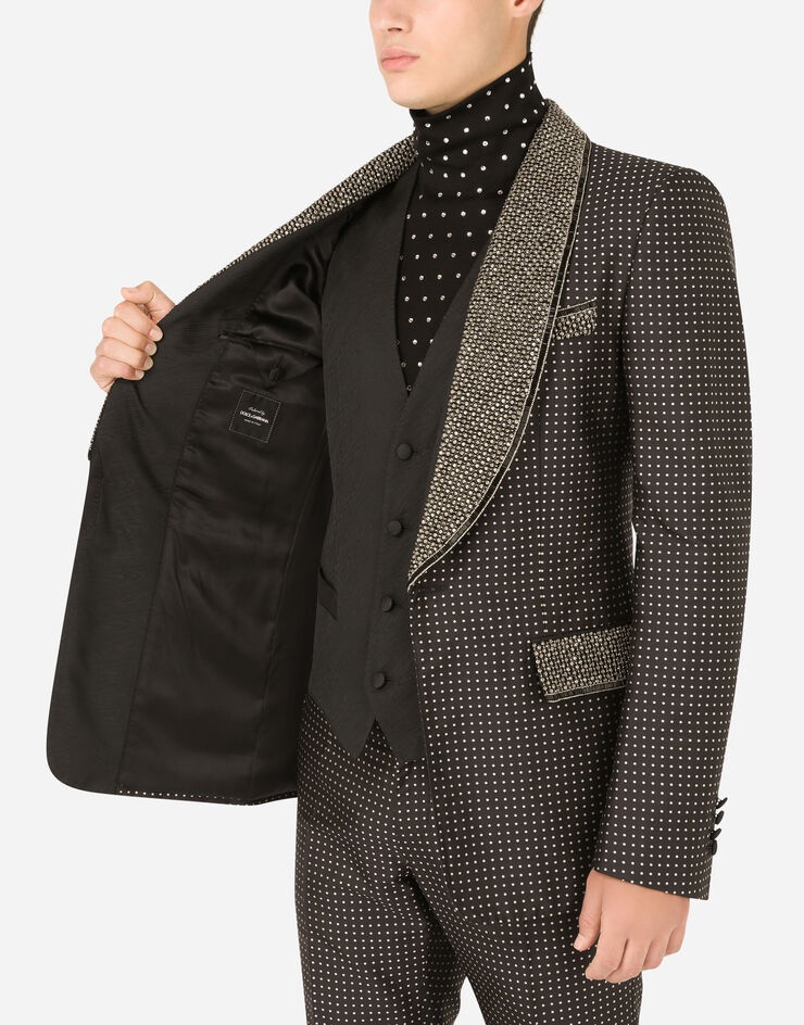 Three-piece jacquard Casinò-fit suit with rhinestones - 9