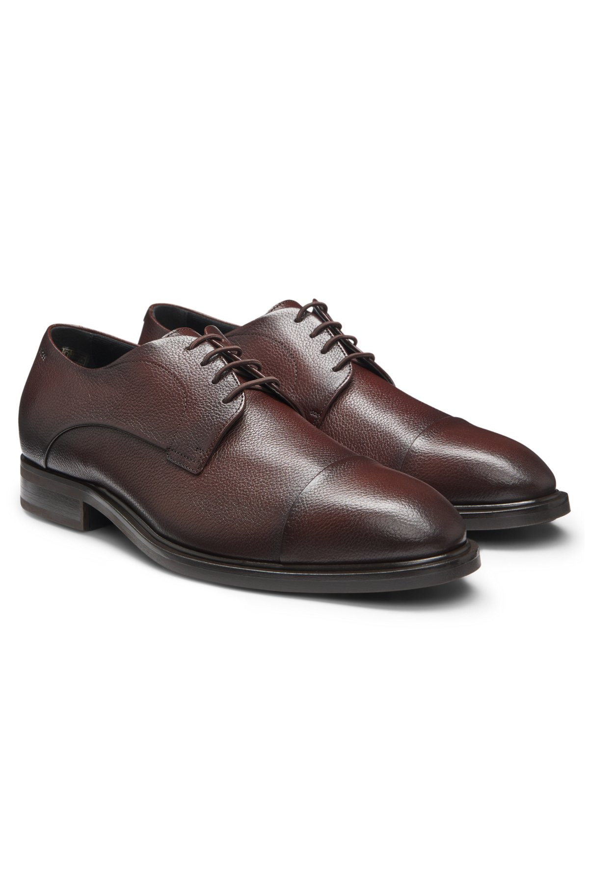 CAP-TOE DERBY SHOES IN GRAINED LEATHER - 2