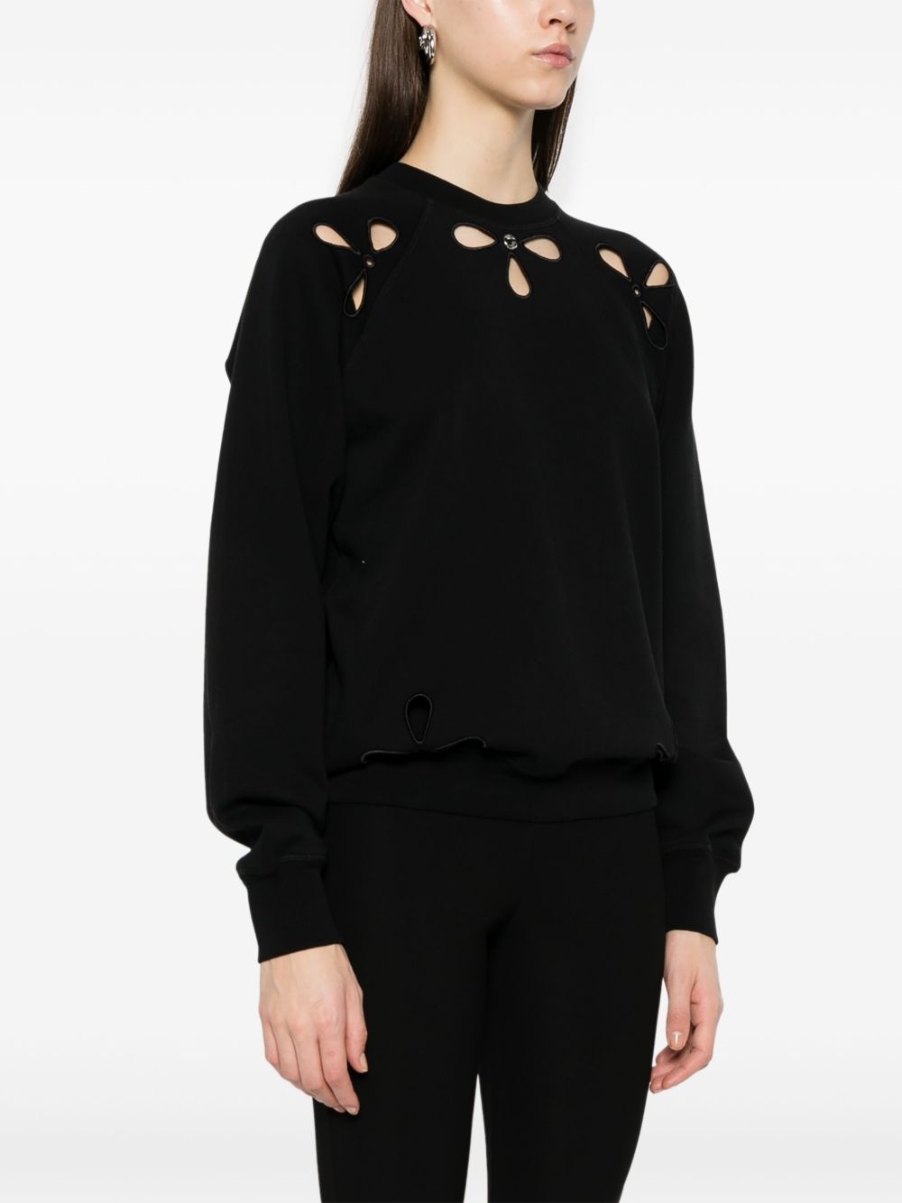 petal-embroidered crew-neck sweatshirt - 3