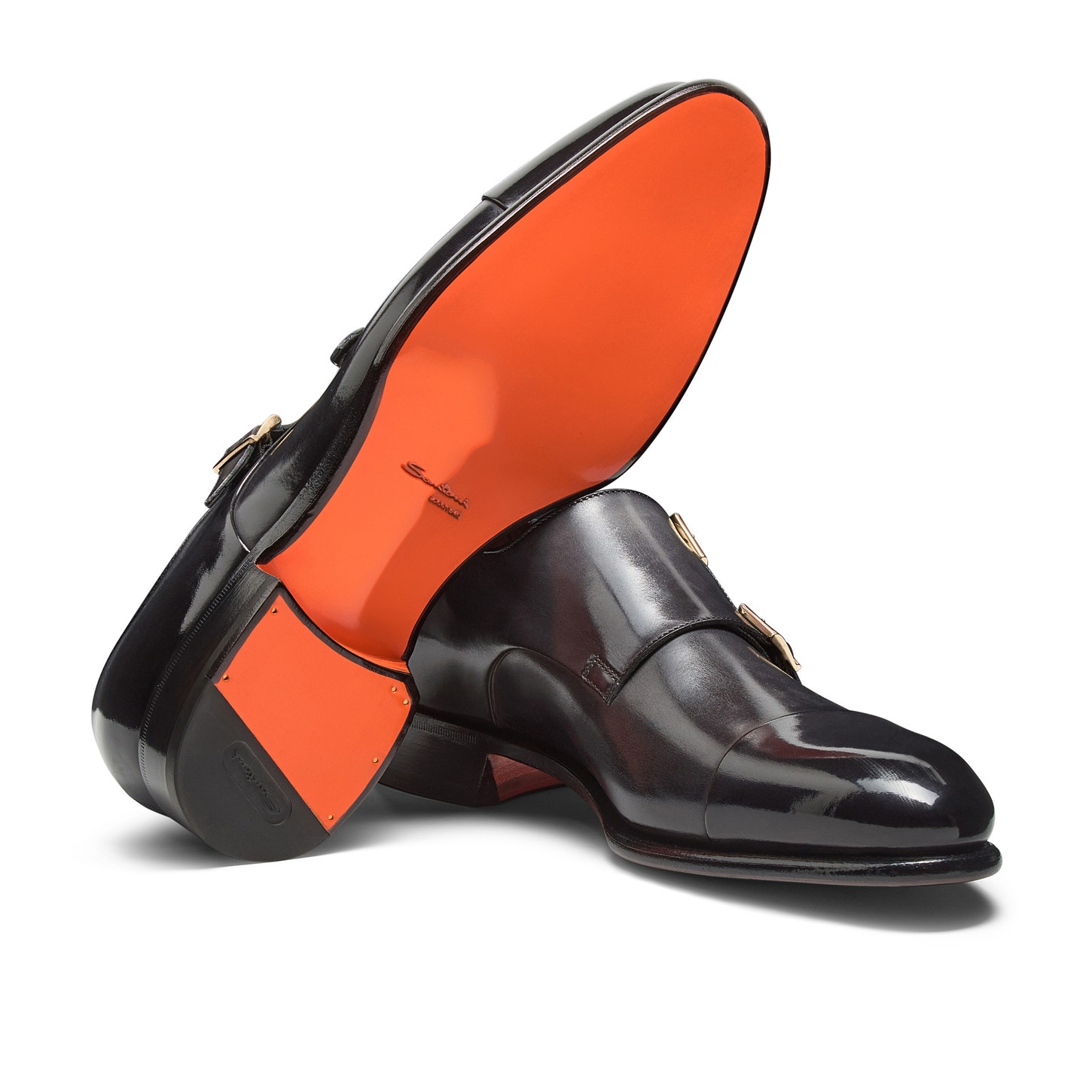 Men's grey leather double-buckle shoe - 3