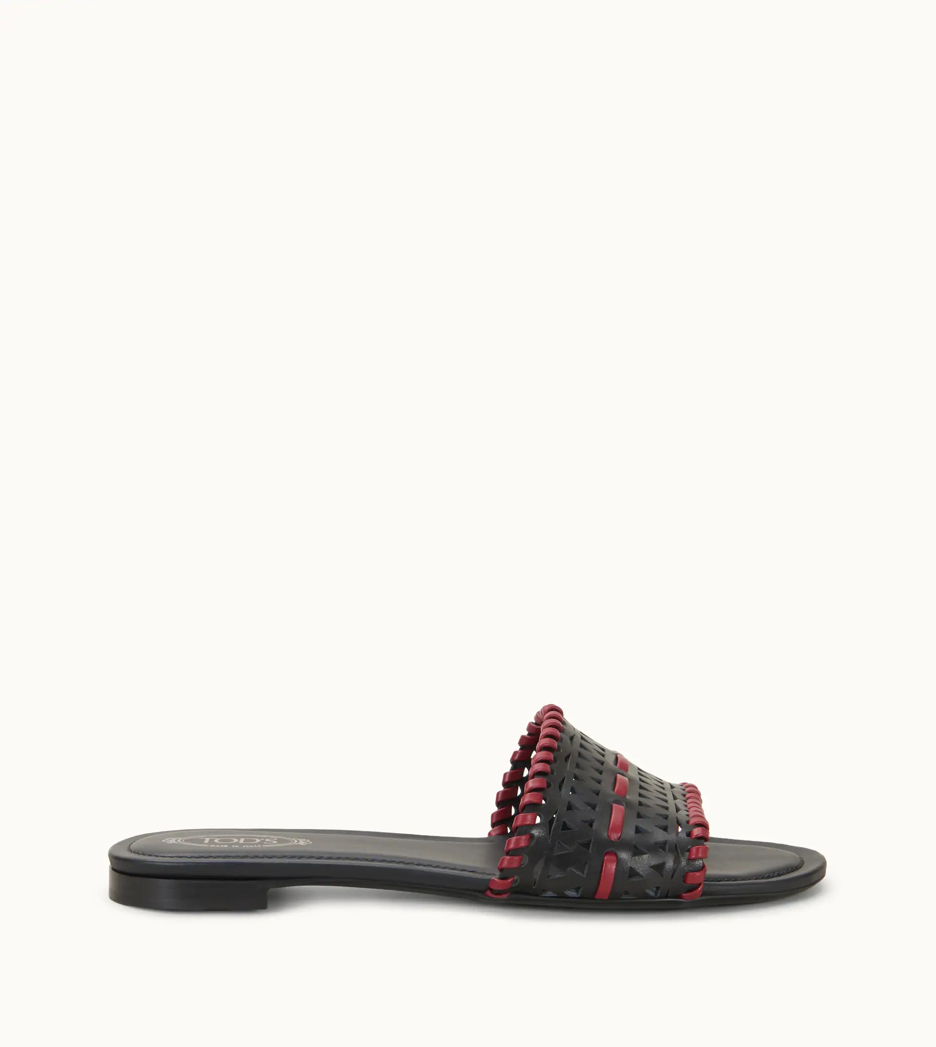 SANDALS IN LEATHER - BLACK, RED - 1