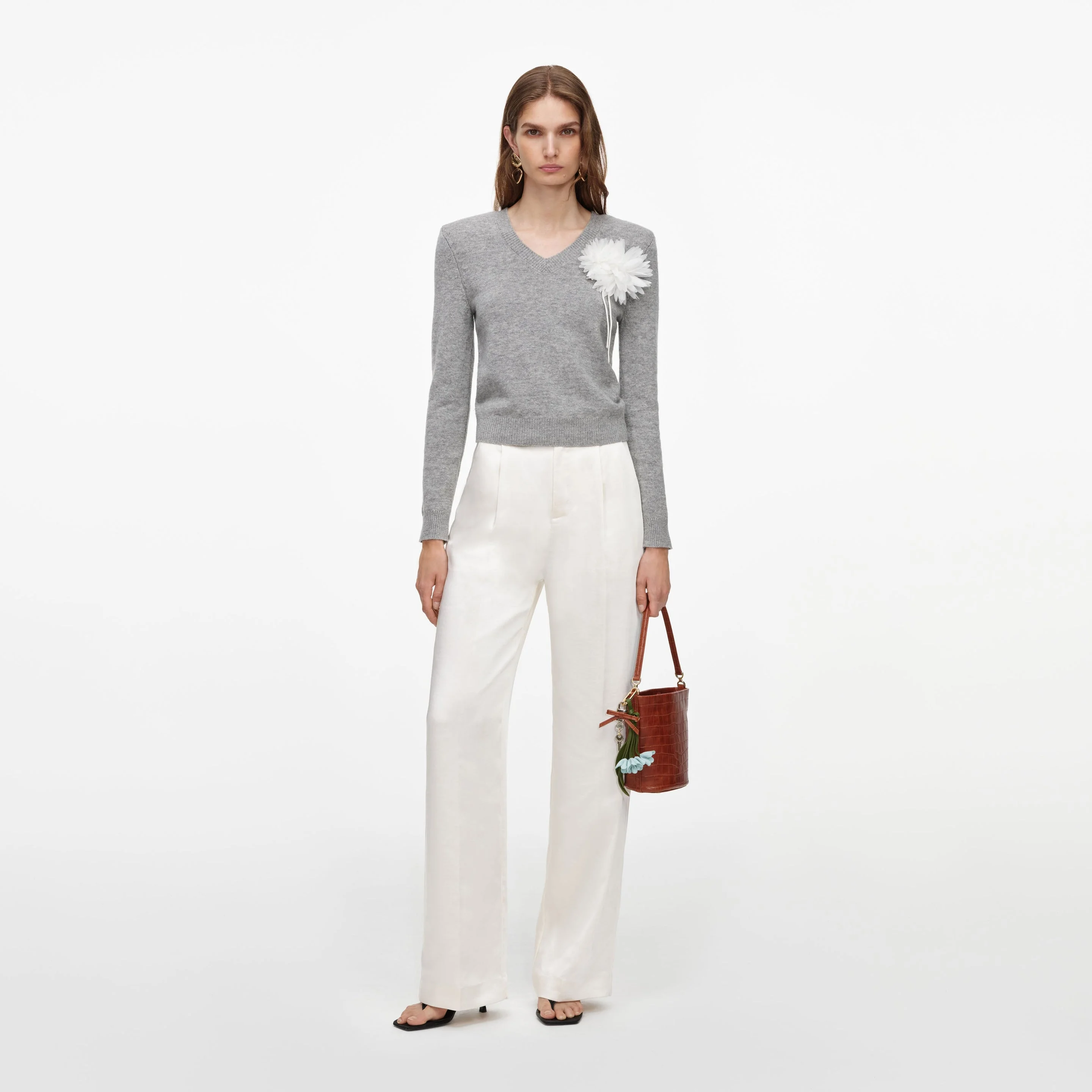 Grey Flower Wool Jumper - 1