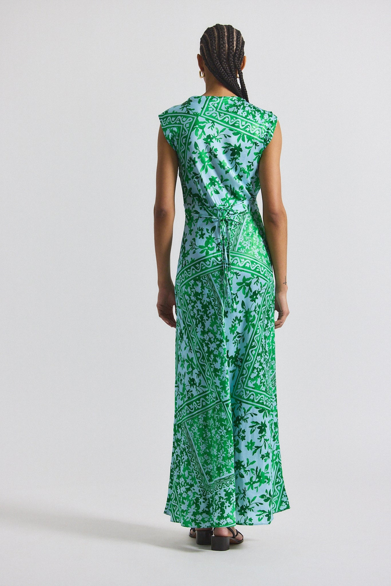 MARITZA WATERCOLOR TILE PRINT ASYMMETRIC DRESS WITH EMBELLISHMENT - 5