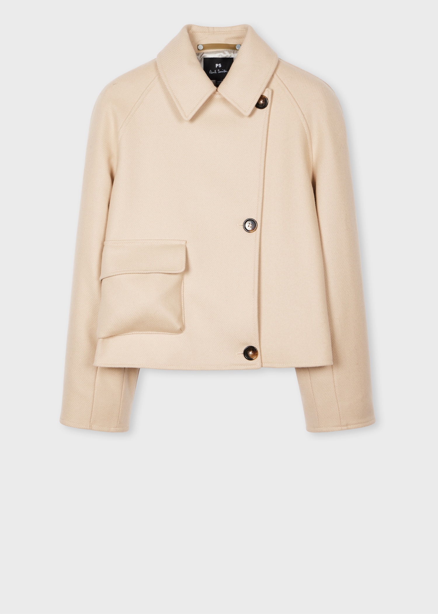 Women's Sand Wool-Cashmere Blend Cropped Cocoon Jacket - 1