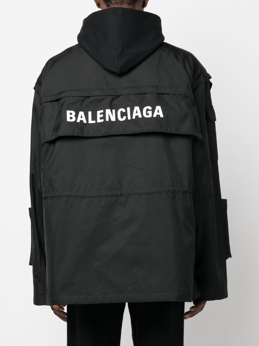 logo-print oversized technical parka - 4