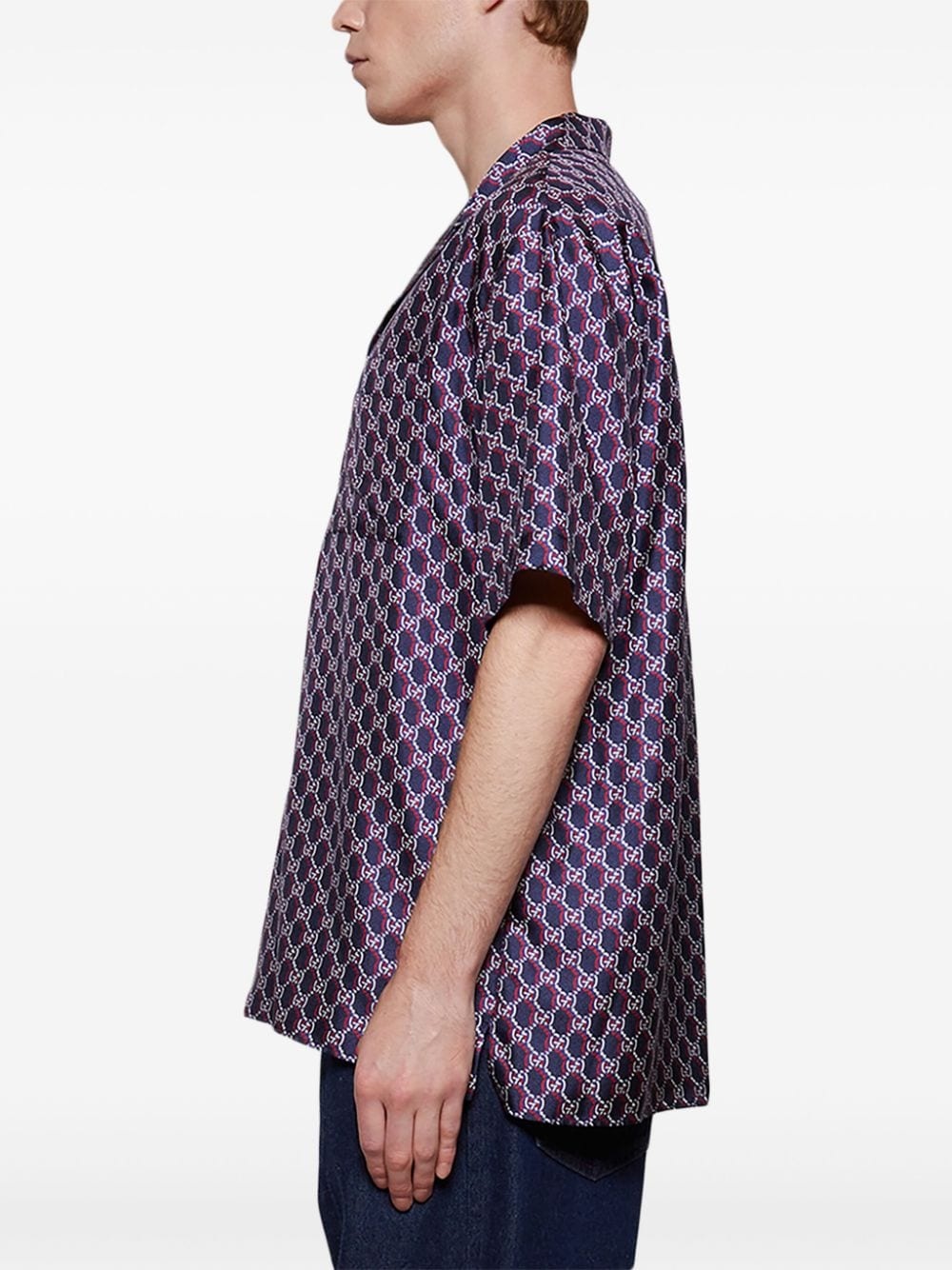 GG-print silk shirt - 4