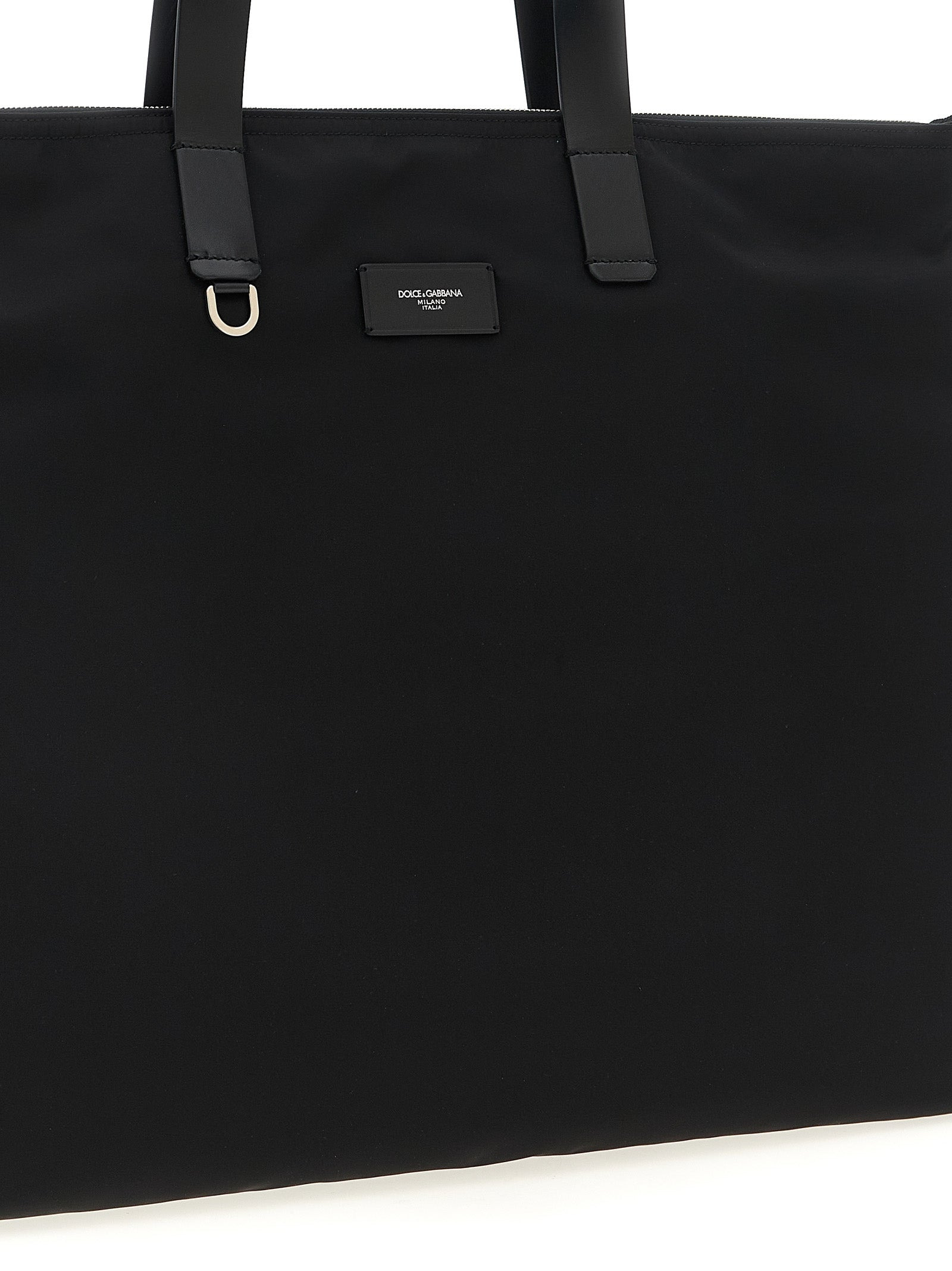 Big Logo Patch Shopping Bag Tote Bag Black - 3