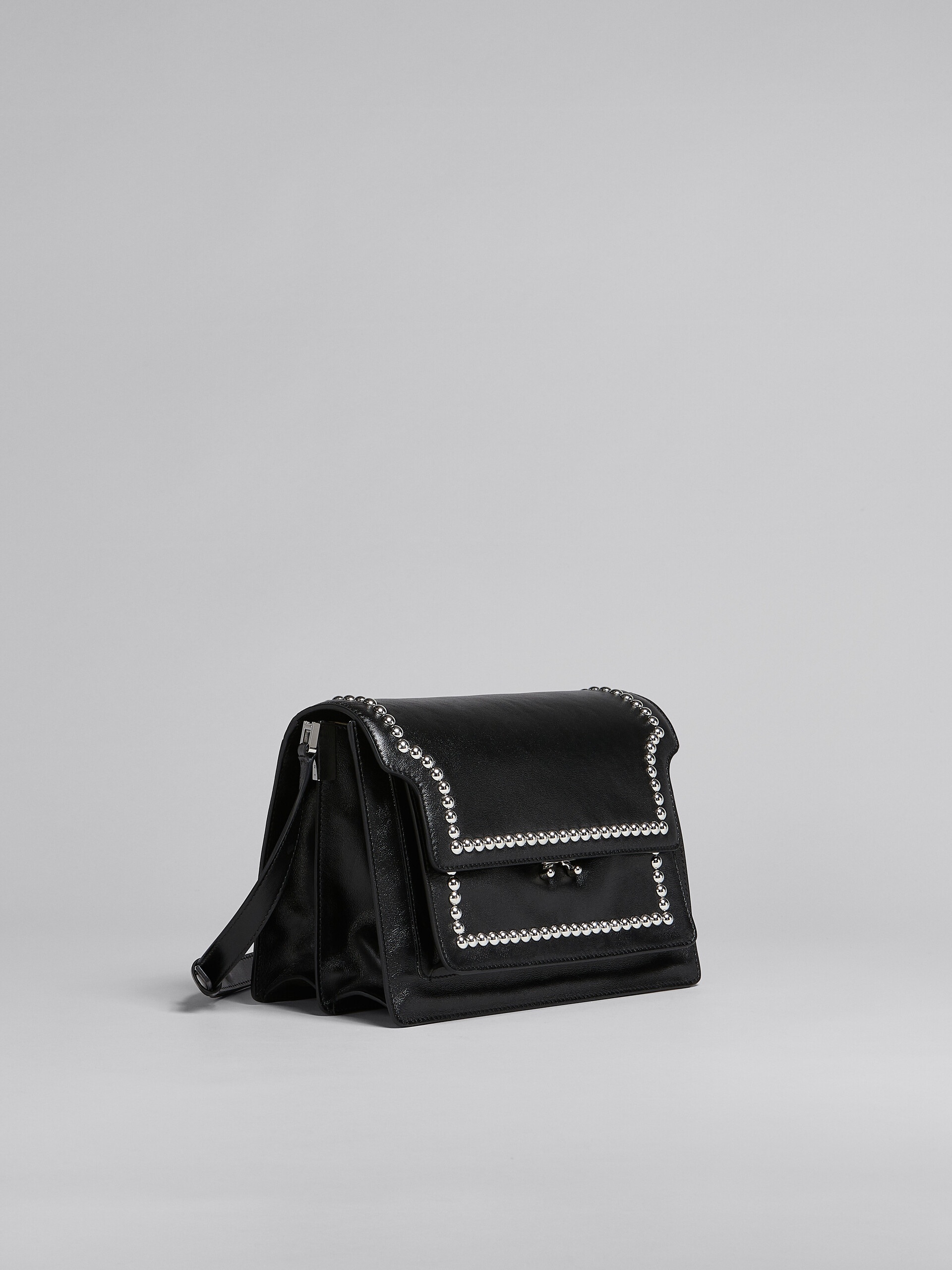 Marni TRUNK SOFT LARGE BAG IN BLACK LEATHER WITH STUDS