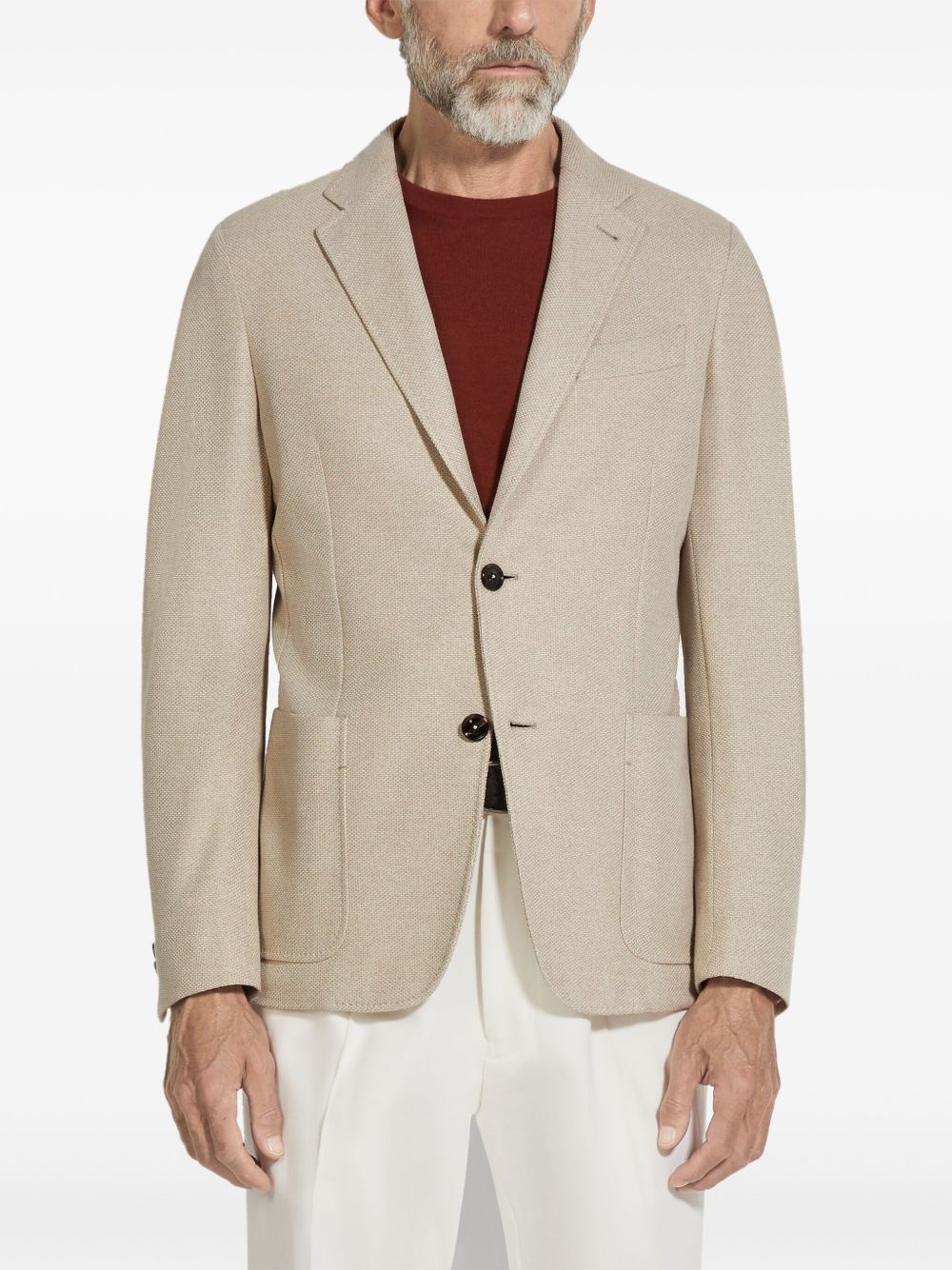 notch-lapel cotton blazer - 3