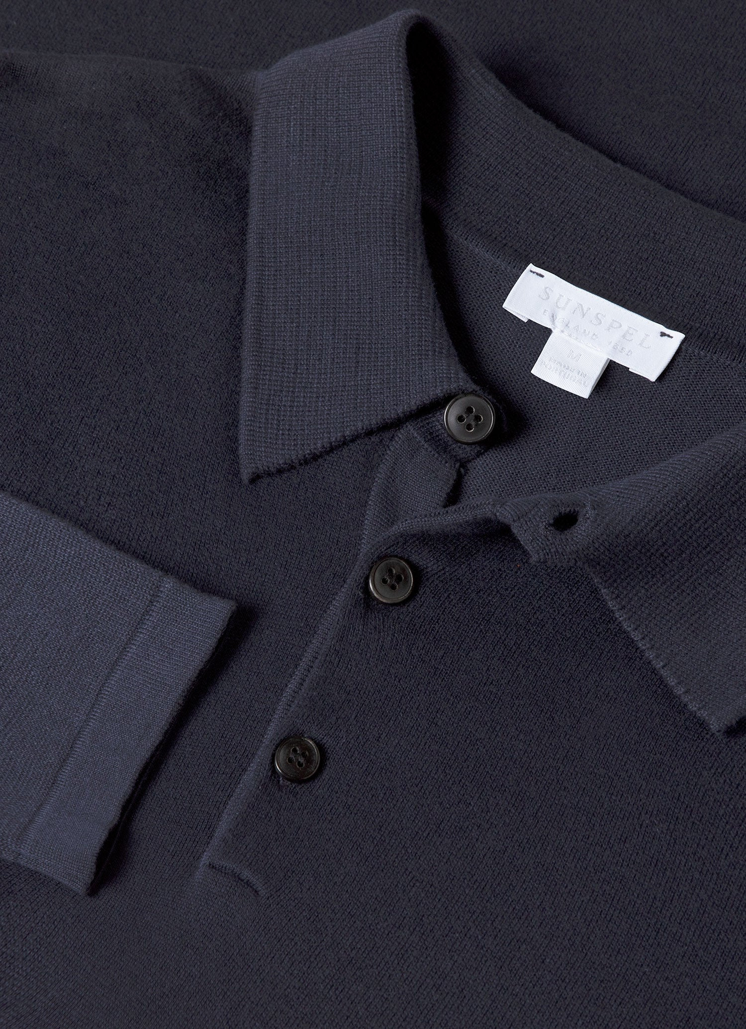 Sea Island Cotton Knit Long Sleeve Polo Shirt - 4