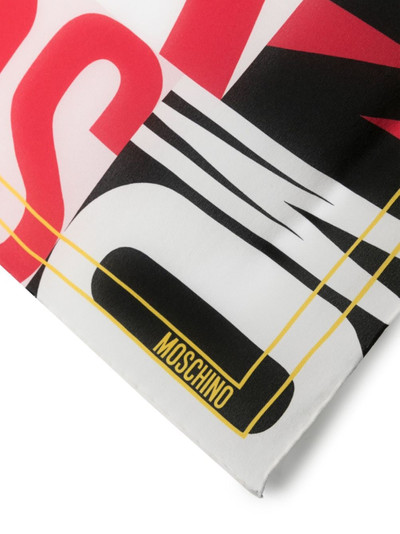 Moschino logo-lettering silk scarf outlook