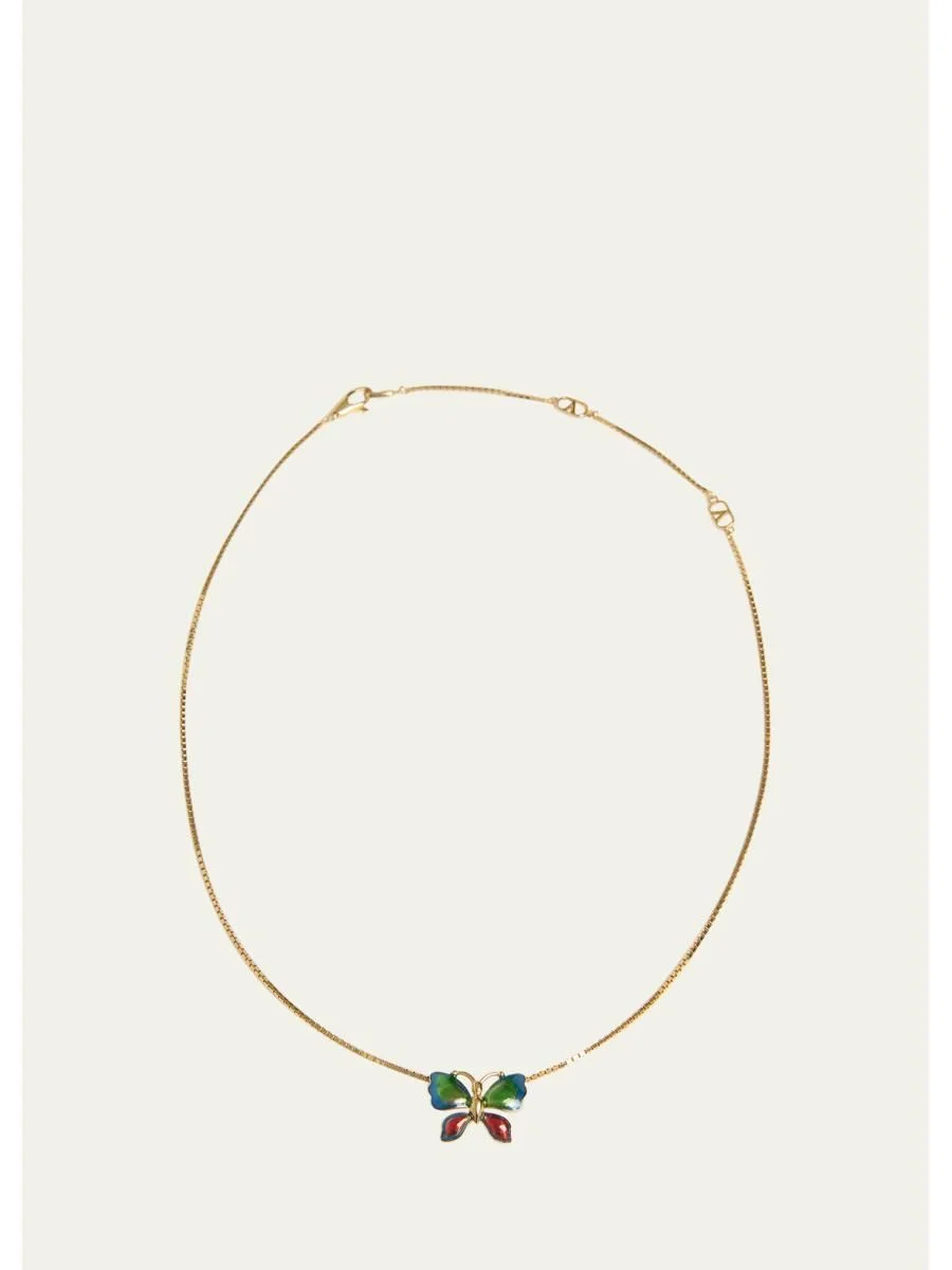 Enamel Butterfly Necklace - 1