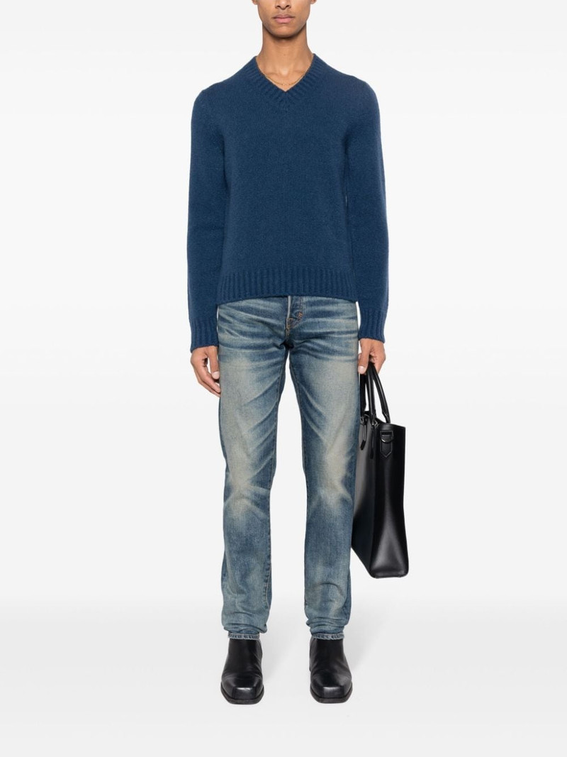 TOM FORD ribbed-knit V-neck jumper outlook