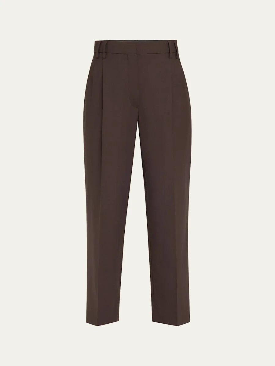 Slouchy Pleated Tropical Luxury Wool Pants - 1