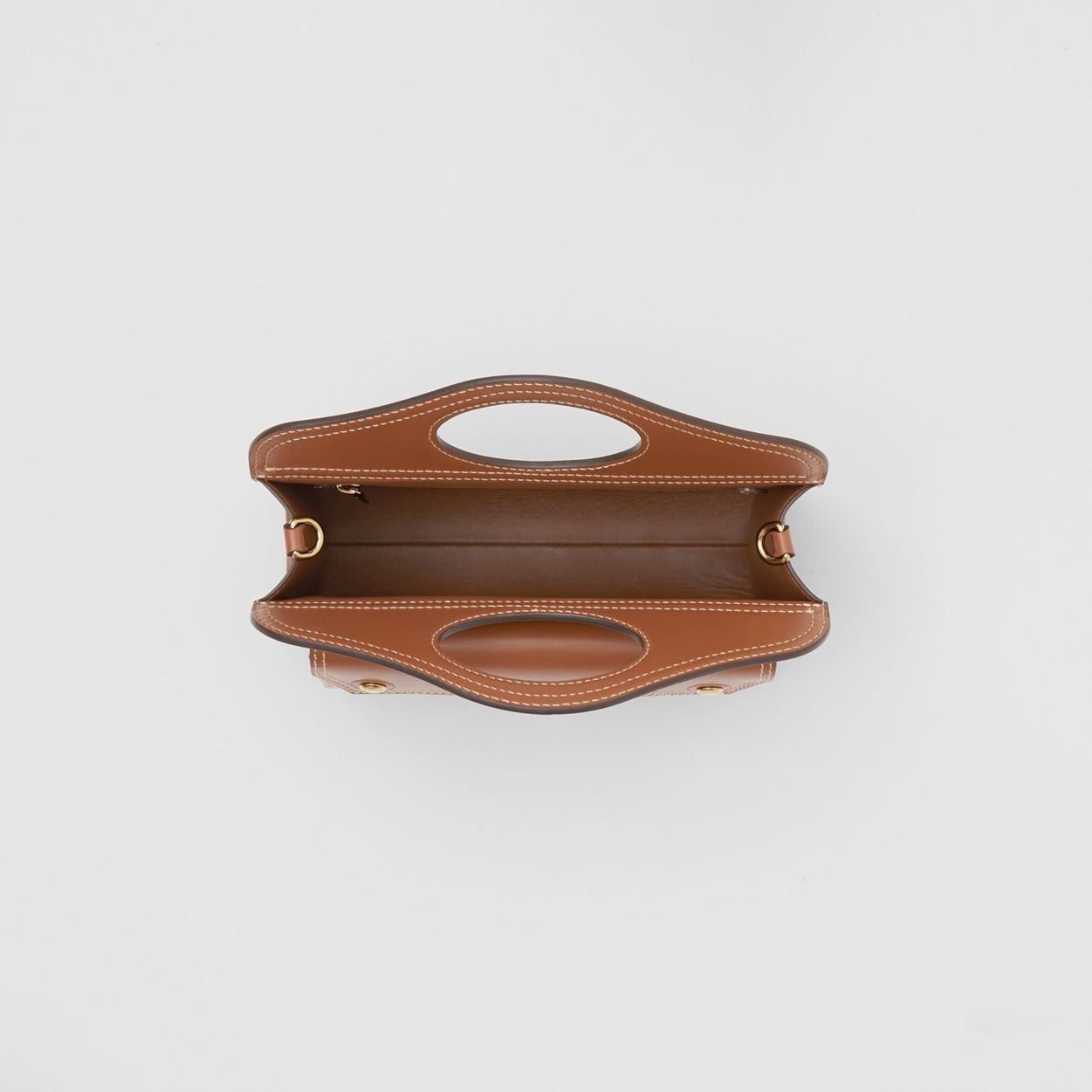 Medium Topstitch Detail Leather Pocket Bag - 4