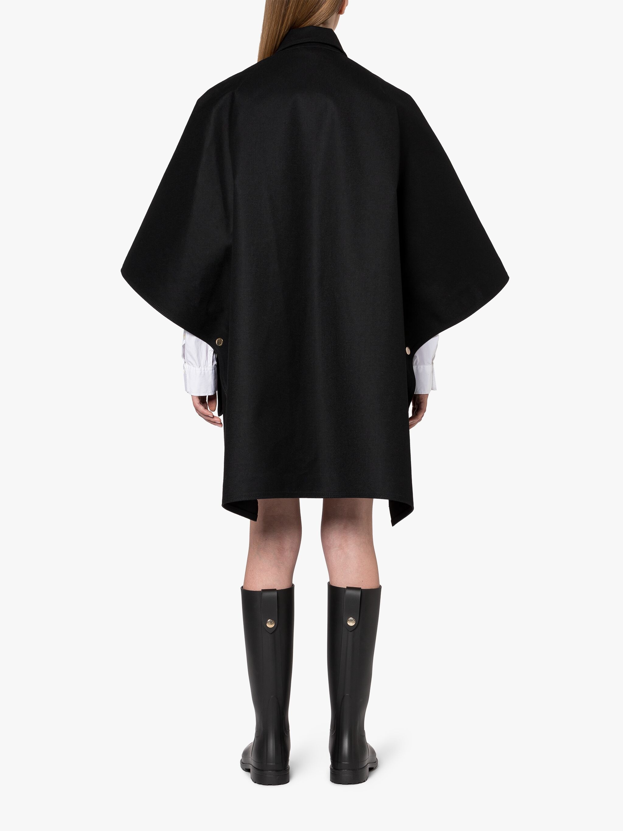 GLENDEARG BLACK BONDED WOOL CROPPED PONCHO - 4