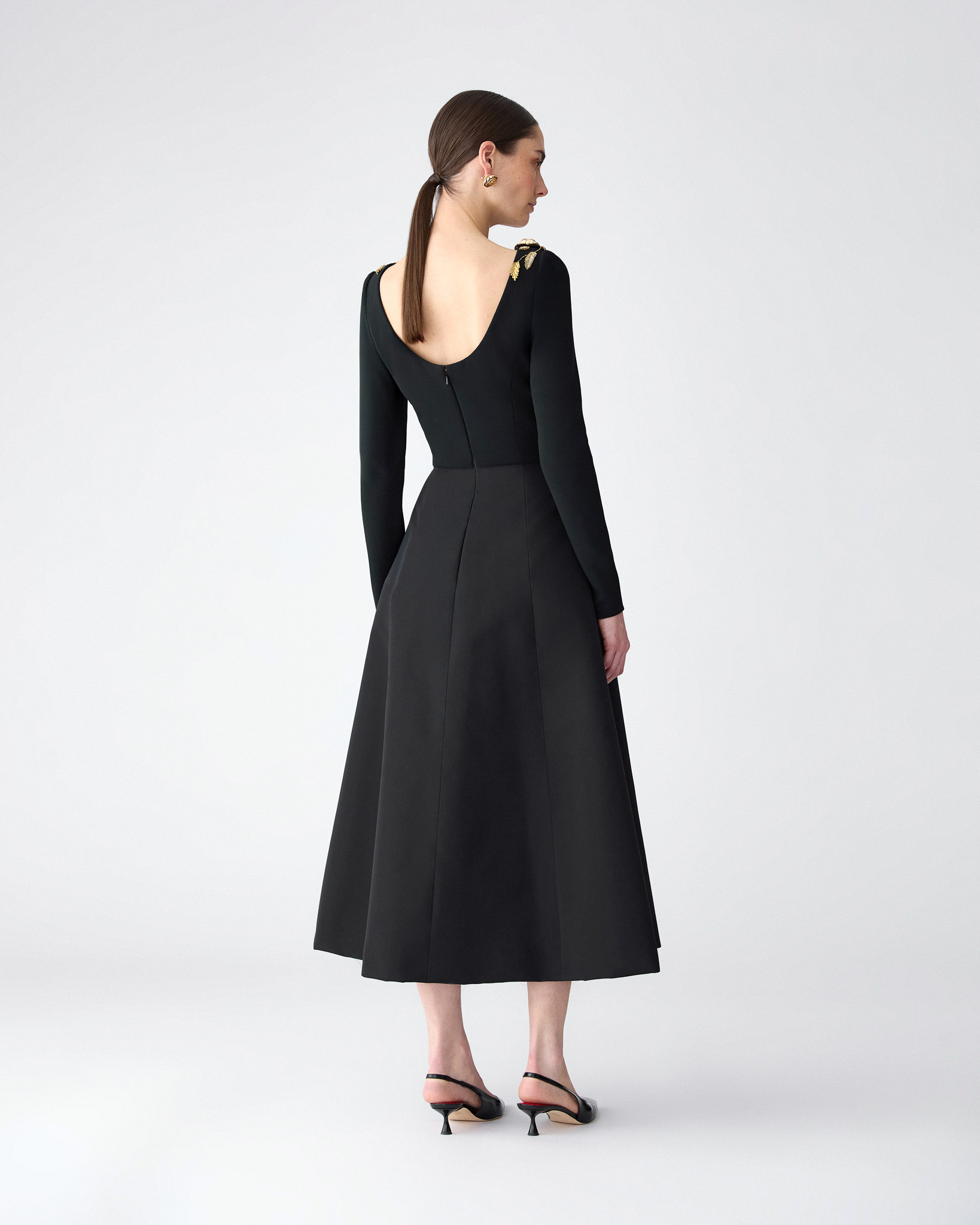 Floral-Embroidered Midi Dress - 3