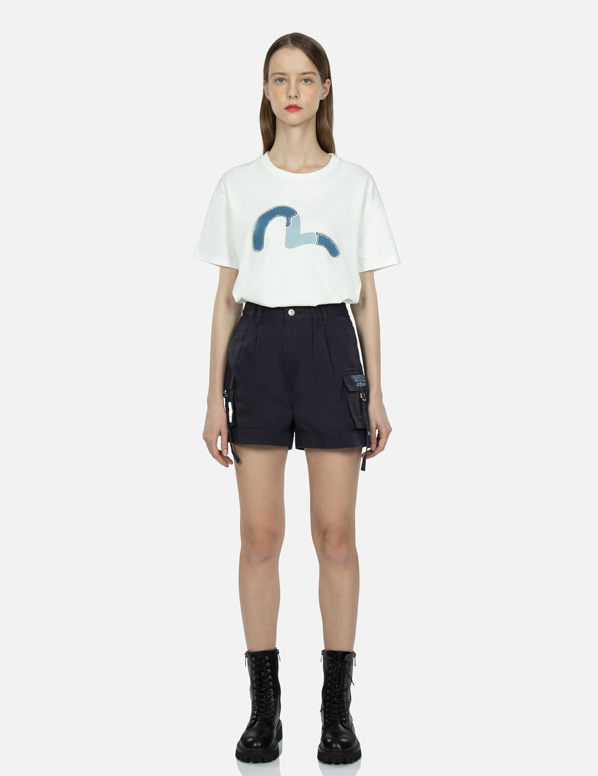 SEAGULL AND LOGO EMBROIDERY CARGO SHORTS - 5