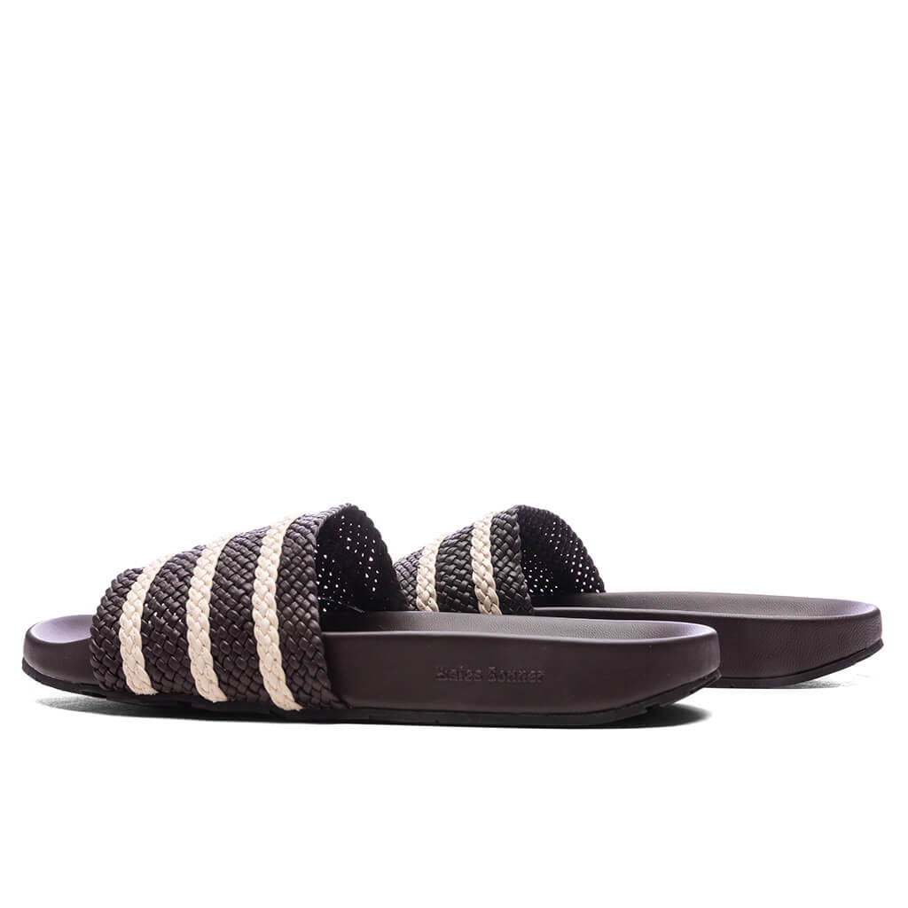 ADIDAS ORIGINALS X WALES BONNER ADILETTE - DARK BROWN/WONDER WHITE/NIGHT BROWN - 3