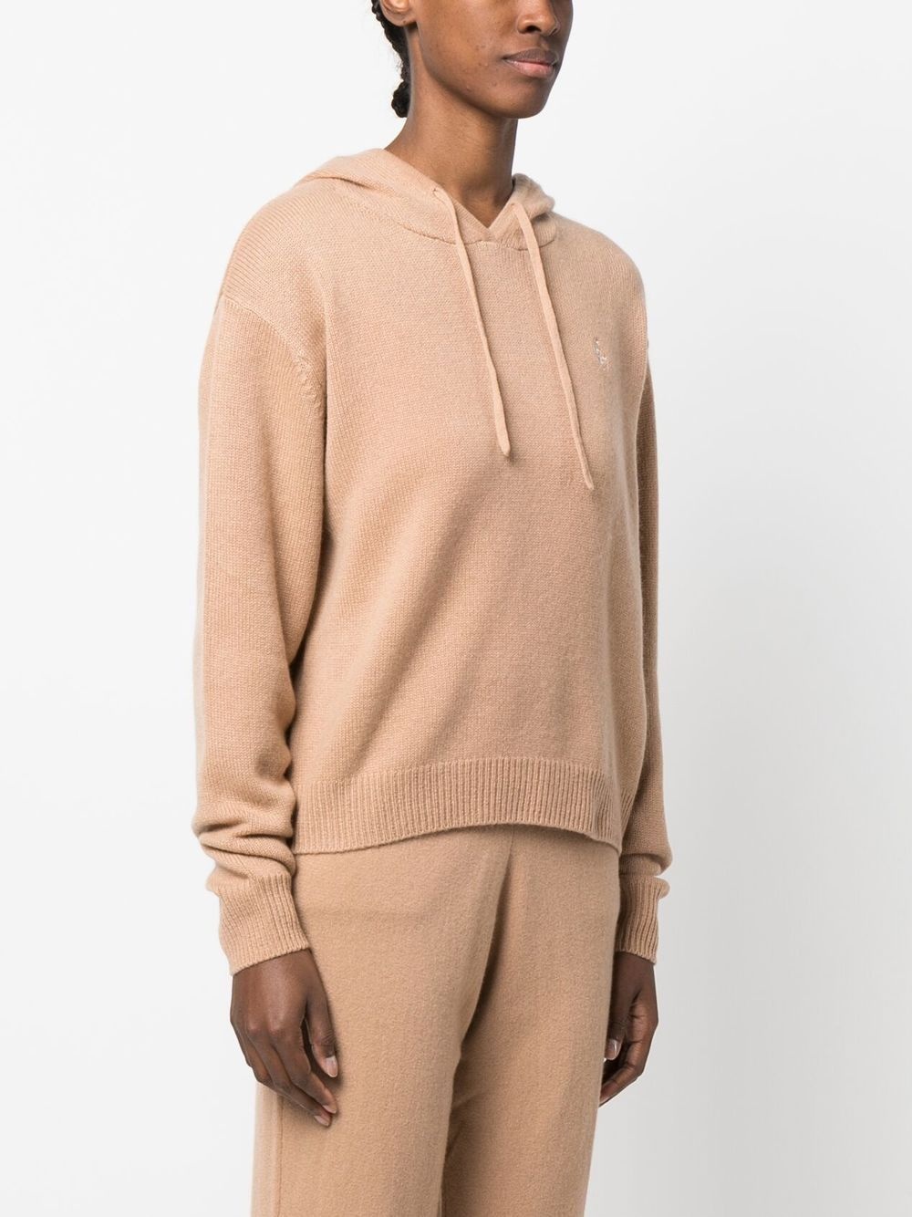 fine knit drawstring hoodie - 3