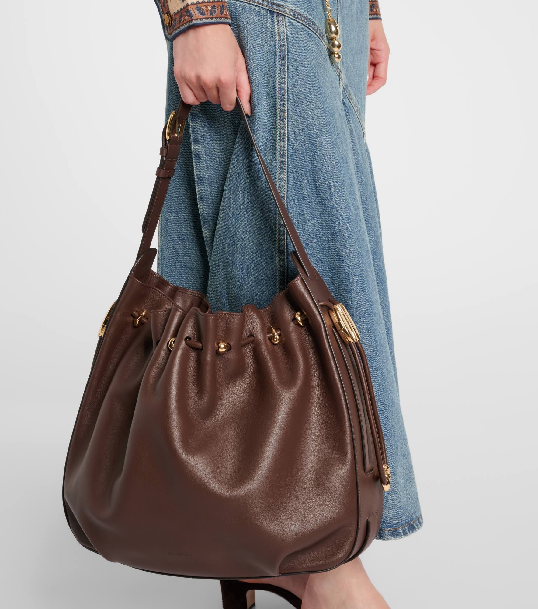 Halcyon Large leather bucket bag - 7